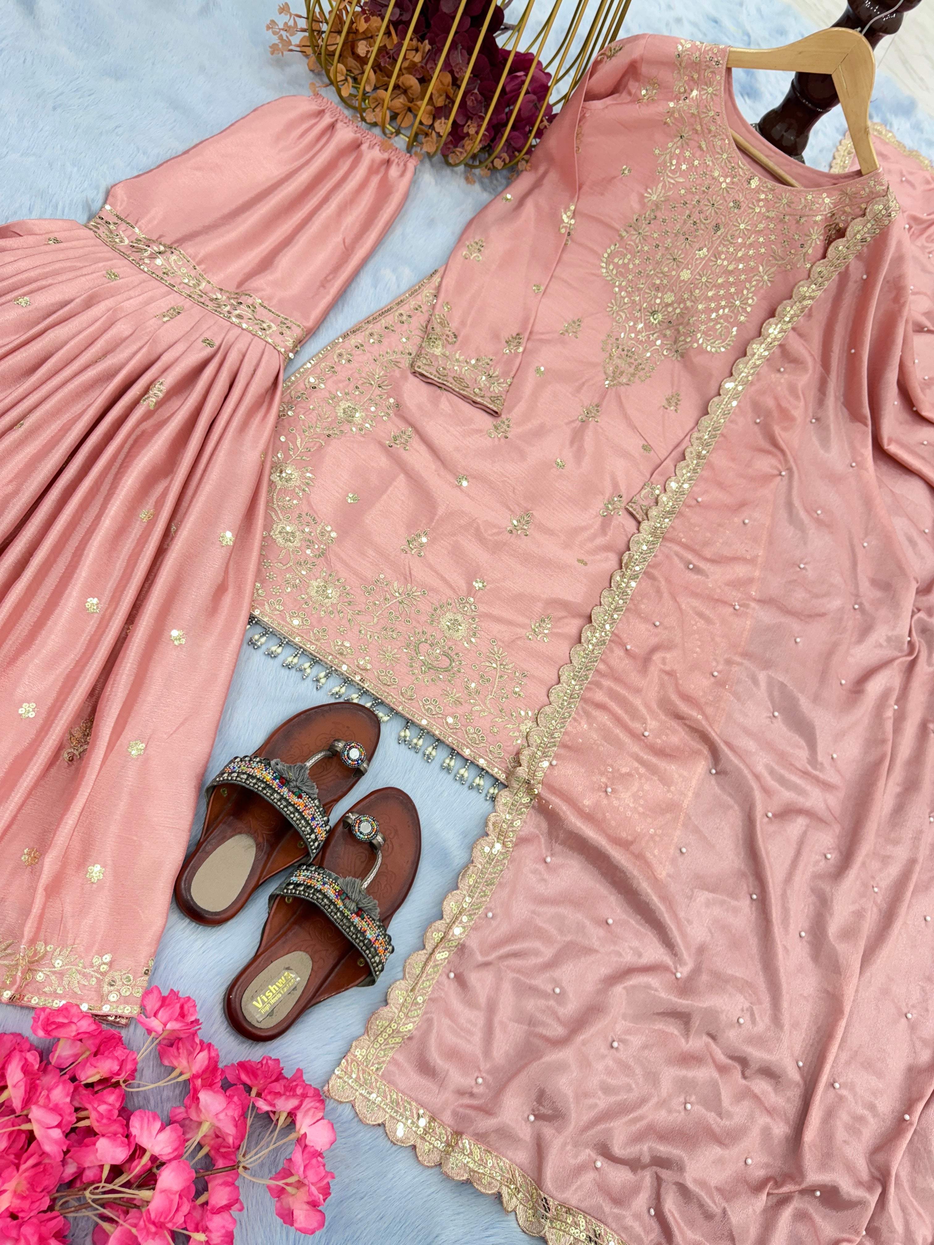 Designer Party Wear Look Top Plazzo & Fancy Dupatta