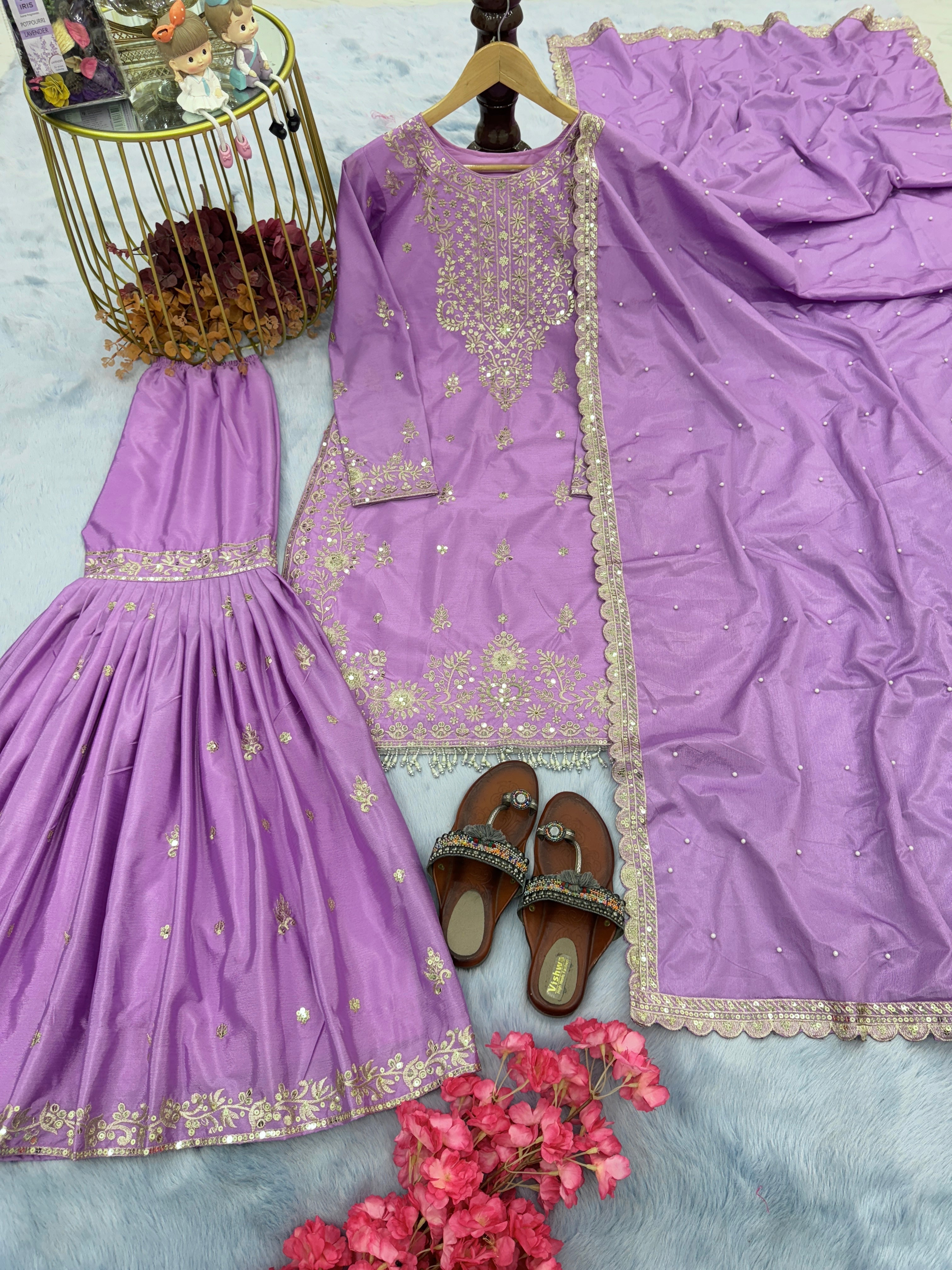 Designer Party Wear Look Top Plazzo & Fancy Dupatta