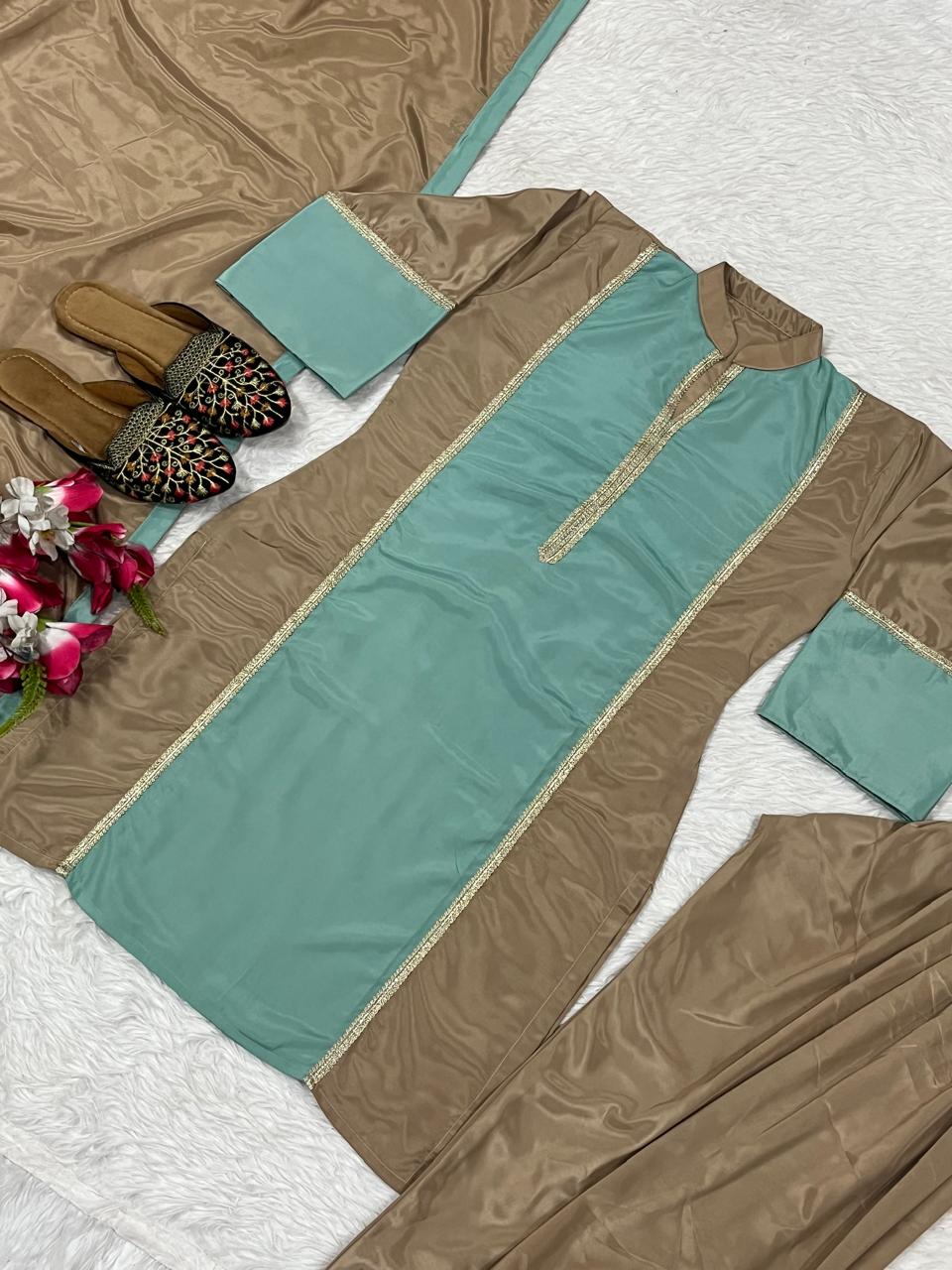 Party Wear Designer Top Plazzo And Dupatta