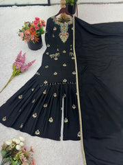 Designer Top-Sharara And Dupatta With Heavy Embroidery Sequence Work