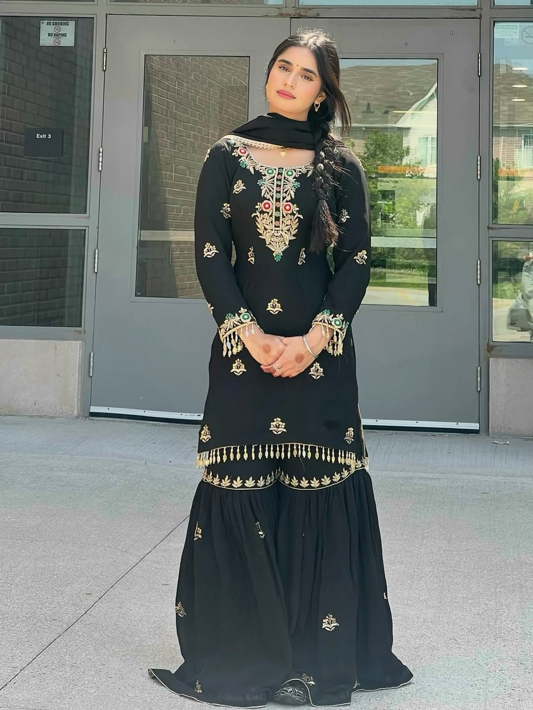 Designer Top-Sharara And Dupatta With Heavy Embroidery Sequence Work