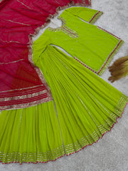 Beautiful Party Wear Top Plazzo And Dupatta With Embroidery Work