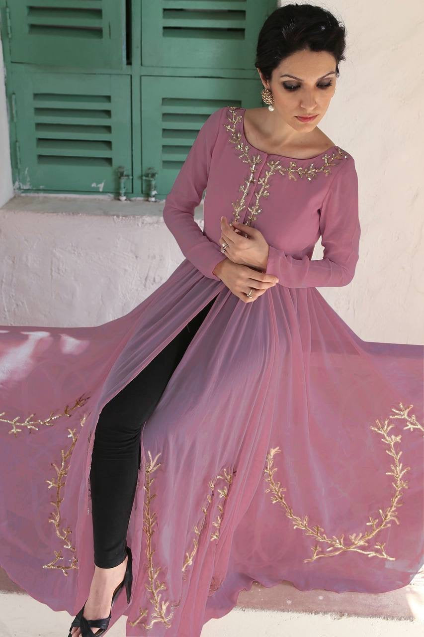 Party Wear Designer Gown & Pent With Sequence & Zari Work