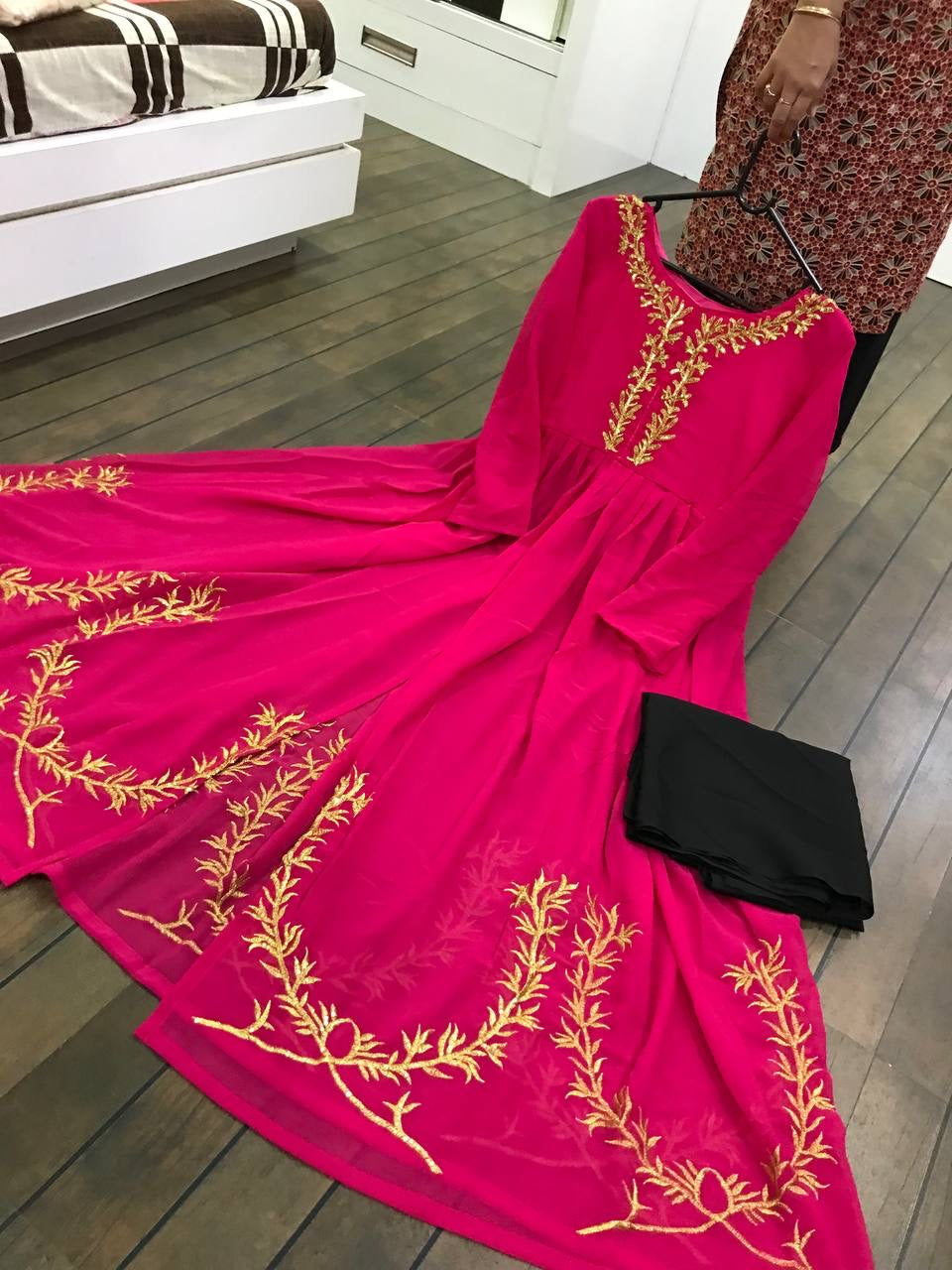 Party Wear Designer Gown & Pent With Sequence & Zari Work