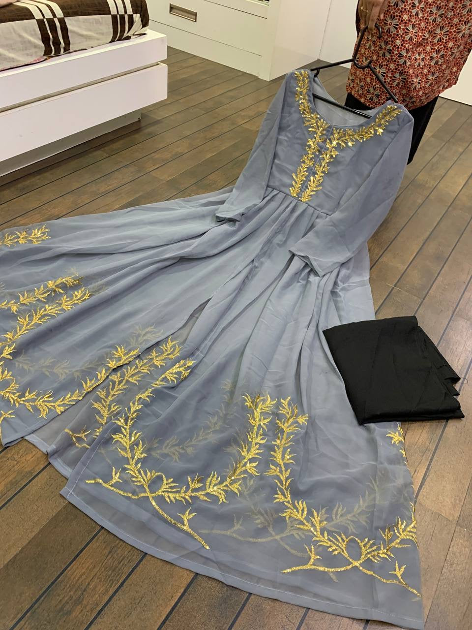 Party Wear Designer Gown & Pent With Sequence & Zari Work