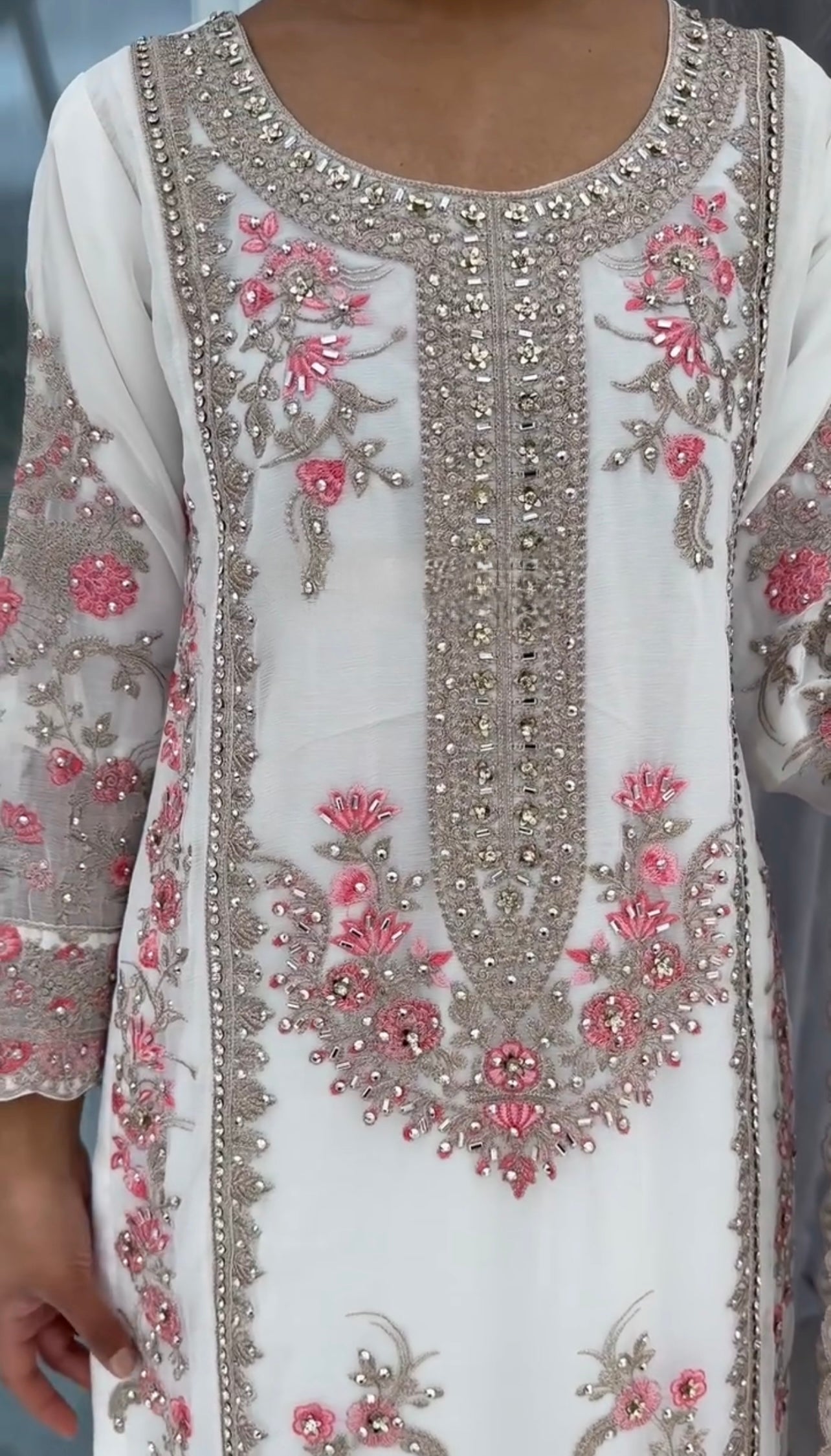 Designer Party Wear Top Bottom And Dupatta With Thread Work