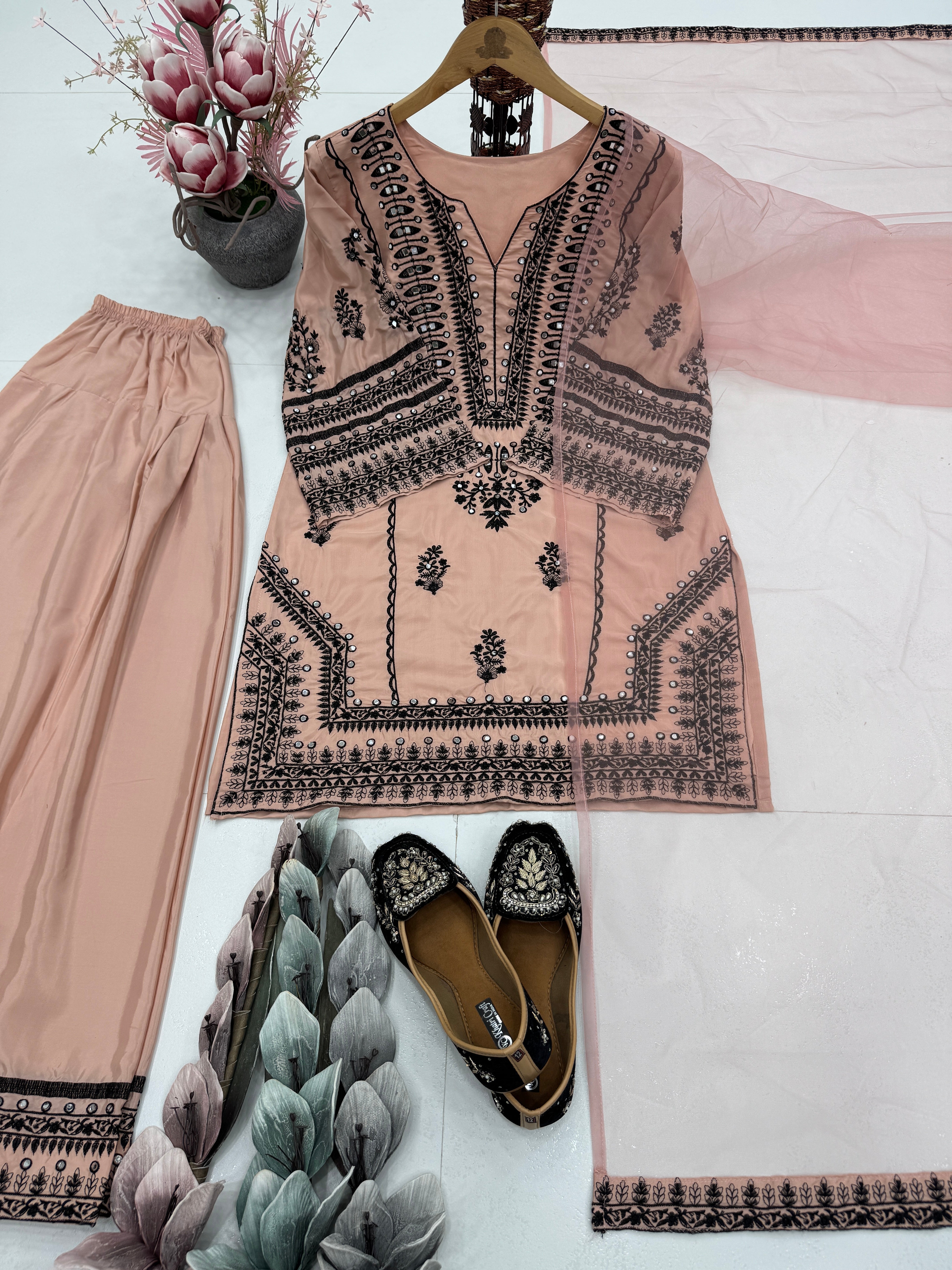 Party Wear Beautiful Top Bottom And Dupatta