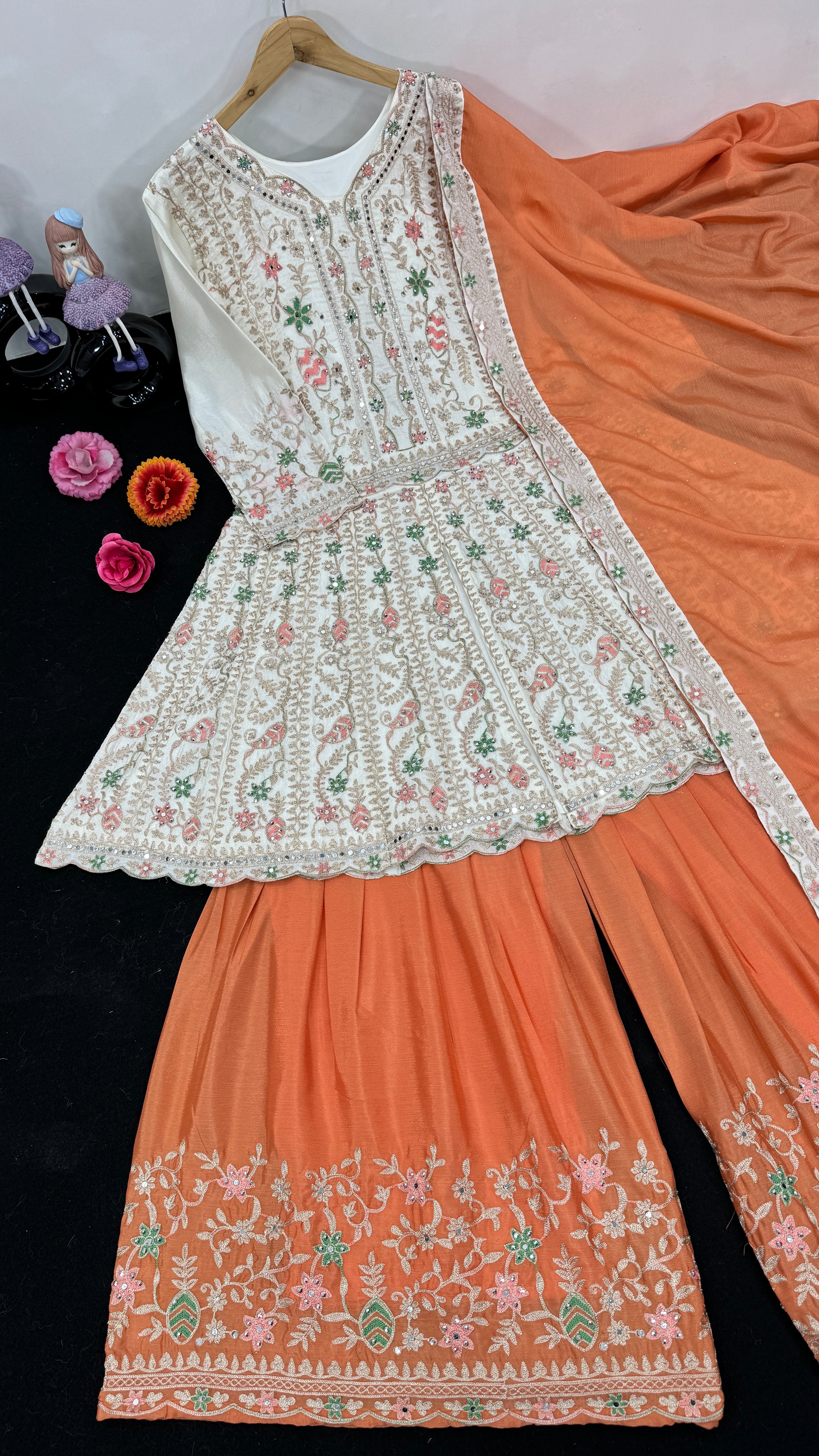 Party Wear Beautiful Top Bottom And Dupatta With Dimond Work