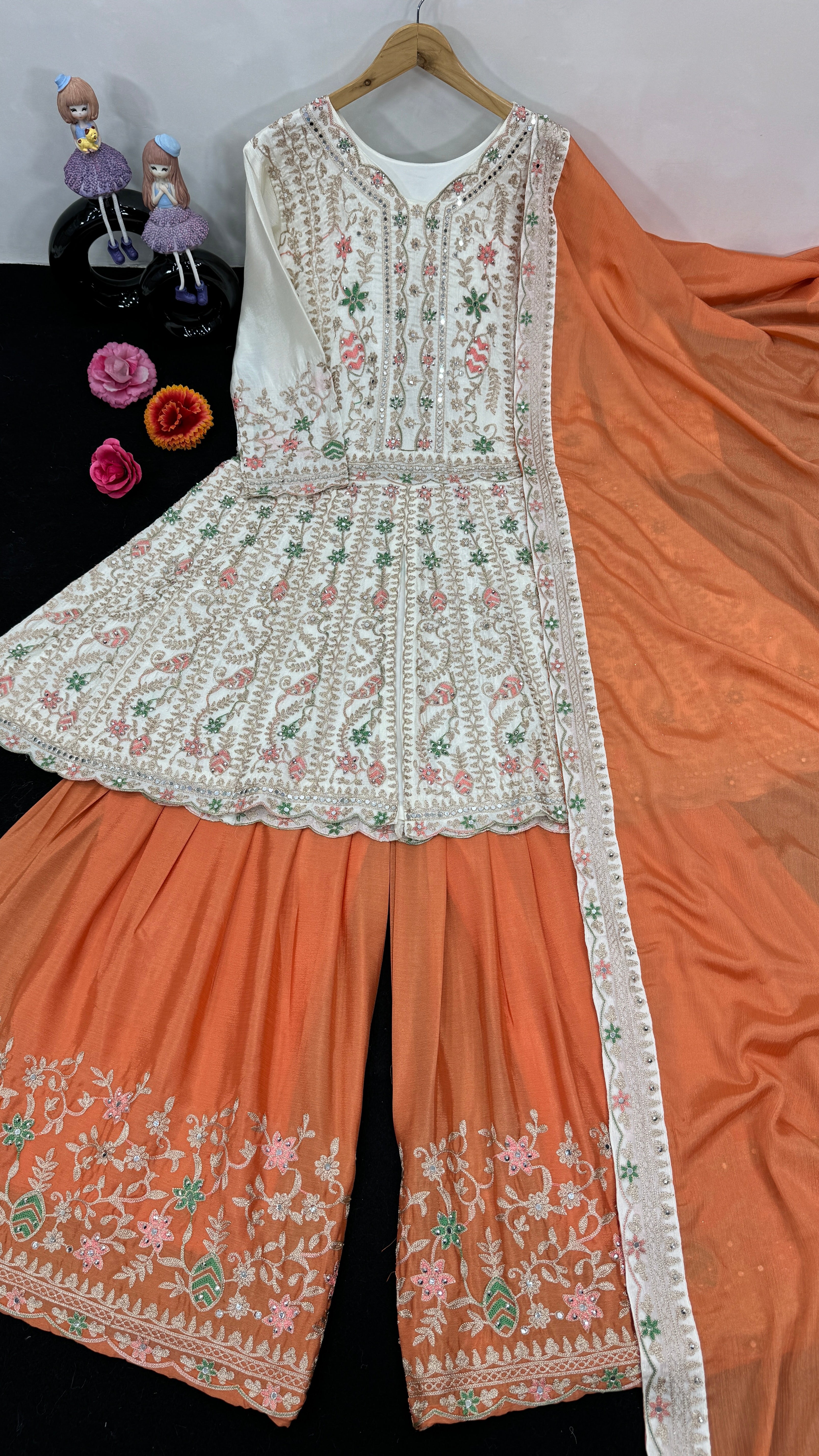 Party Wear Beautiful Top Bottom And Dupatta With Dimond Work