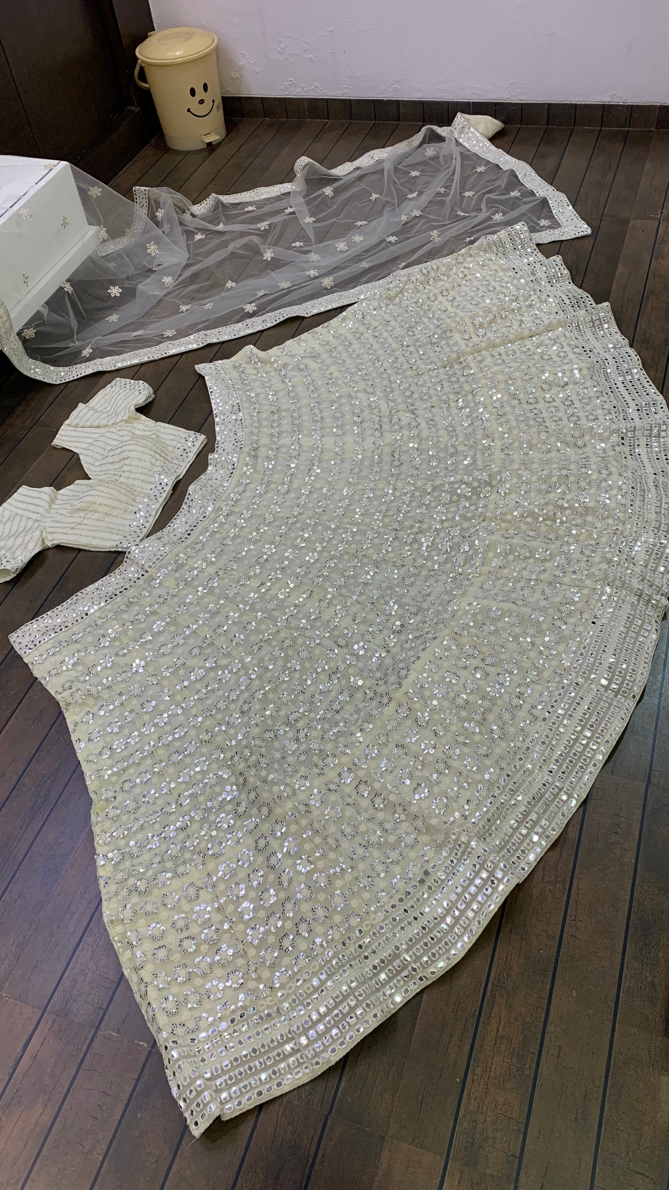Party Wear Lehenga With Thread & Paper Mirror Work