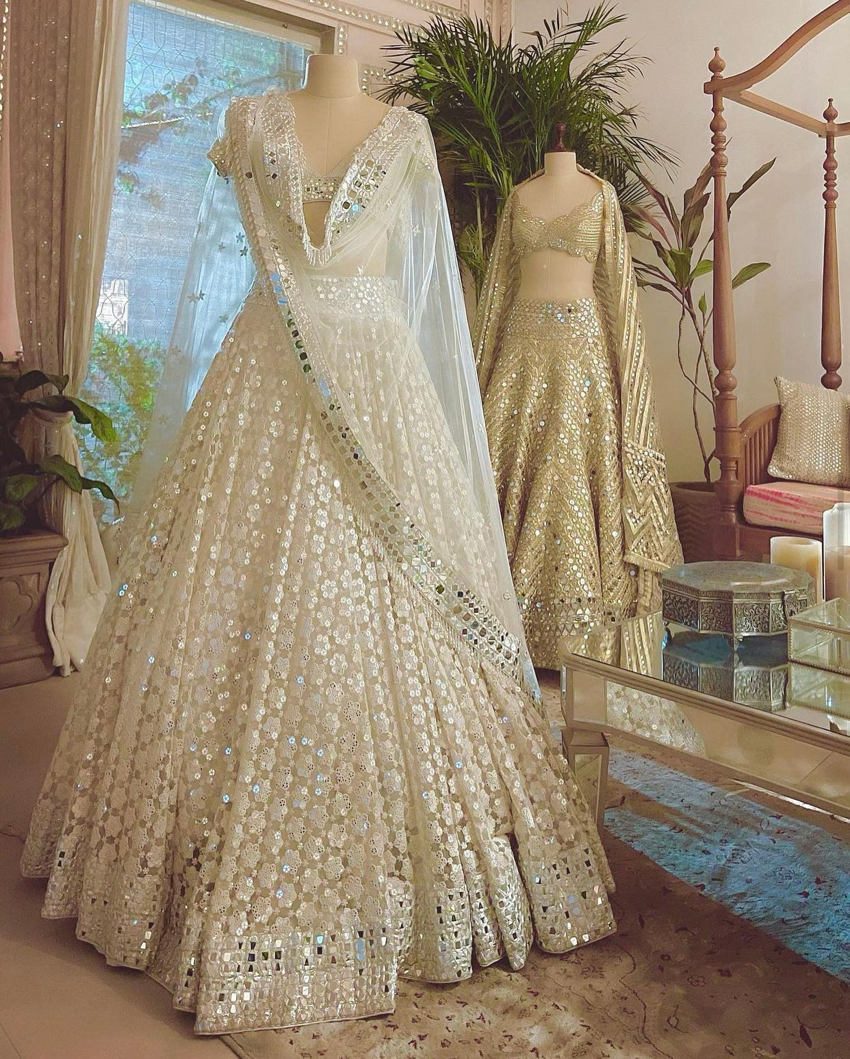 Party Wear Lehenga With Thread & Paper Mirror Work