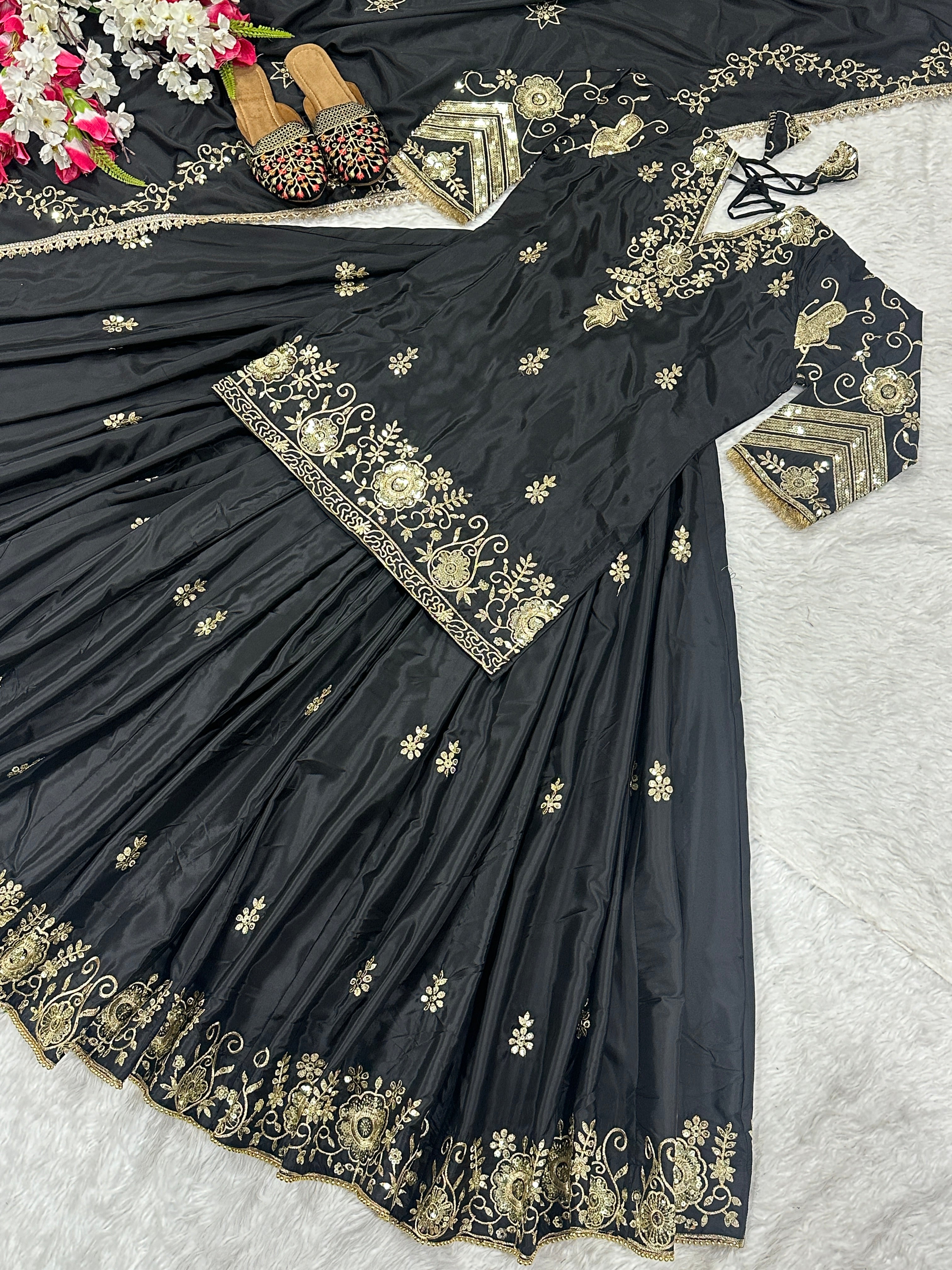 Beautiful Party Wear Top Lehenga With Fancy Border Work