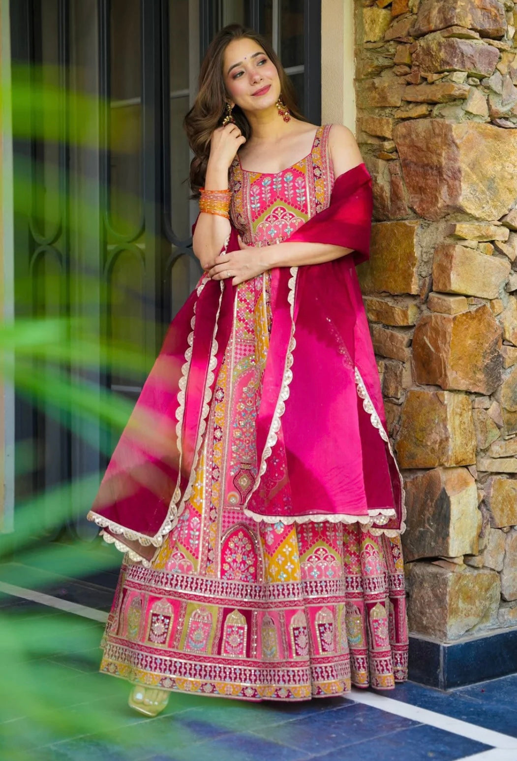 Designer Party Wear Look Gown, Bottom And Dupatta