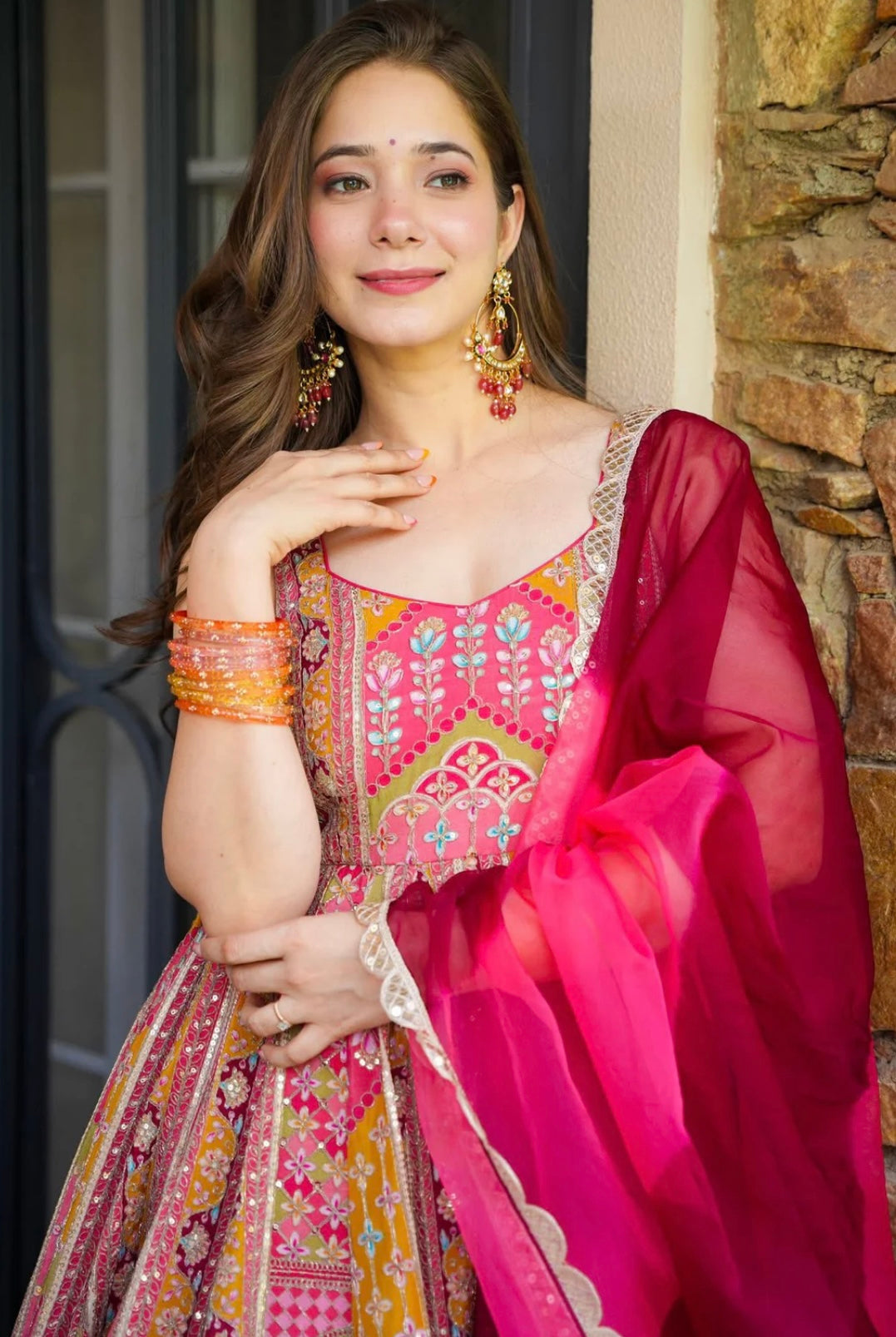 Designer Party Wear Look Gown, Bottom And Dupatta