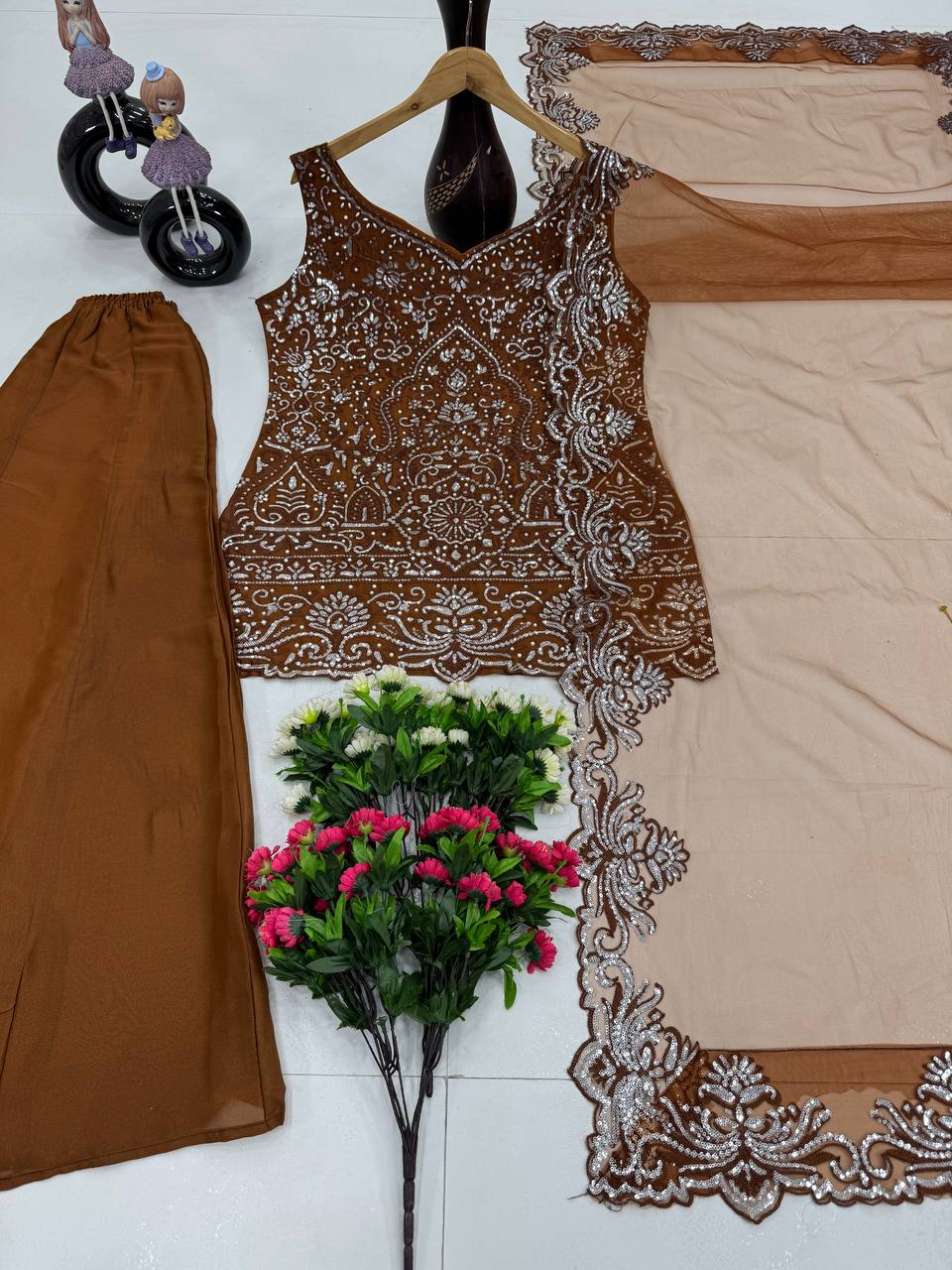 Designer Party Wear Top-Bottom And Beautiful Dupatta