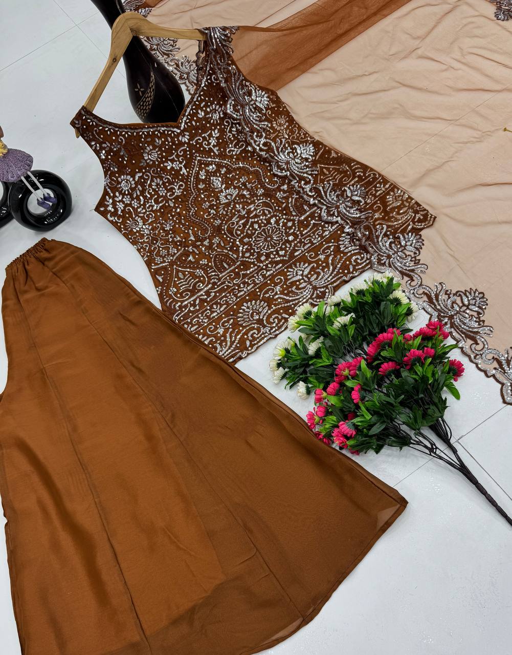 Designer Party Wear Top-Bottom And Beautiful Dupatta