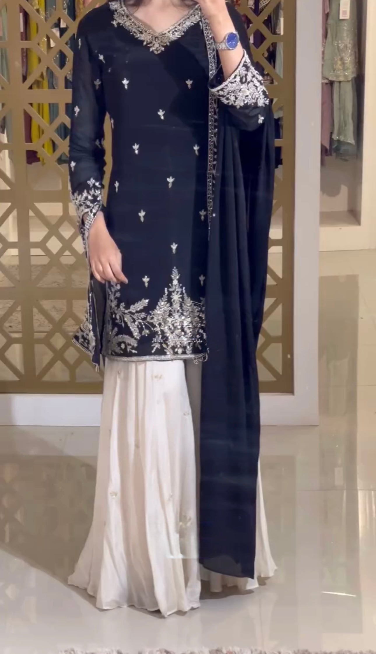 Beautiful Party Wear Look Heavy Pure Chinon Silk Top Plazzo & Dupatta Set
