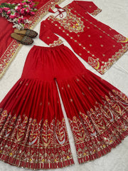 Beautiful Suit Set With Embroidery Work With Fancy Borders Less Work