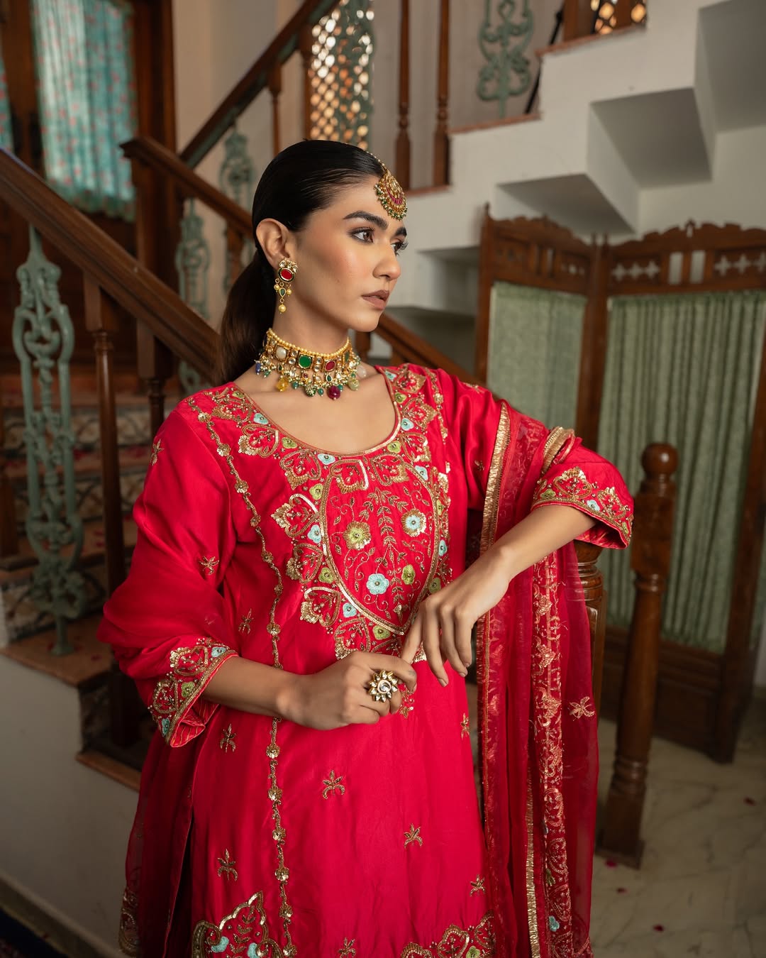 Beautiful Suit Set With Embroidery Work With Fancy Borders Less Work