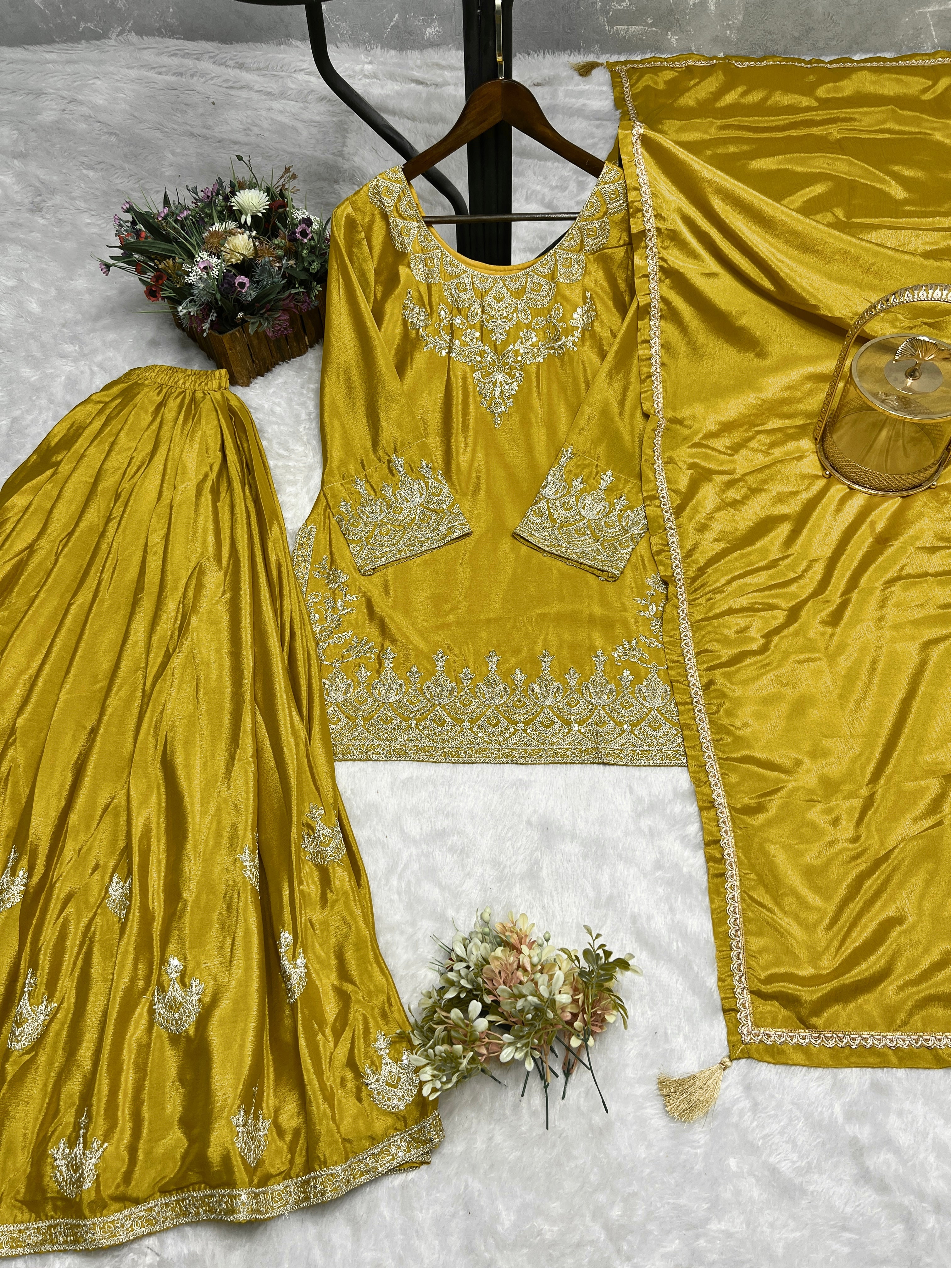 Party Wear Designer Top Bottom And Dupatta