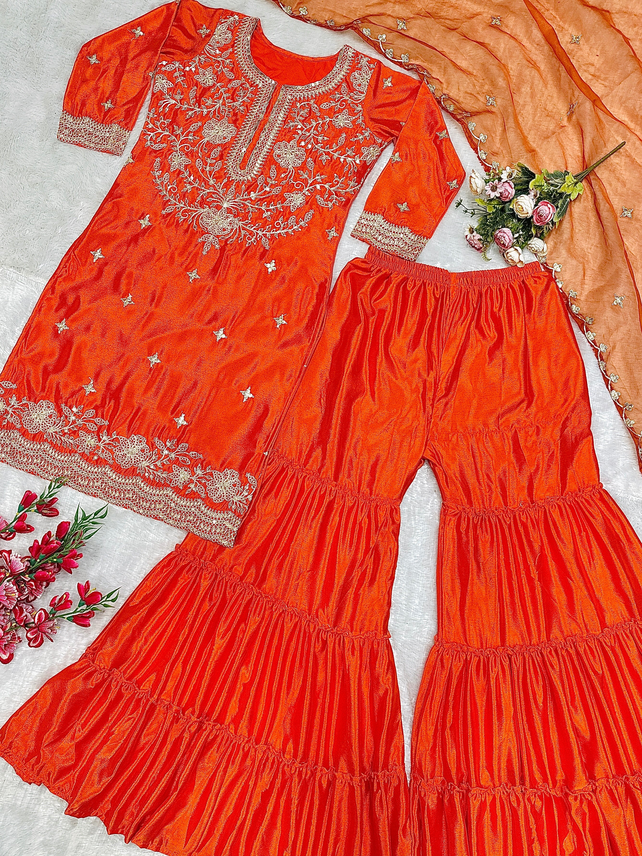 Designer Party Wear Top Bottom With Dupatta