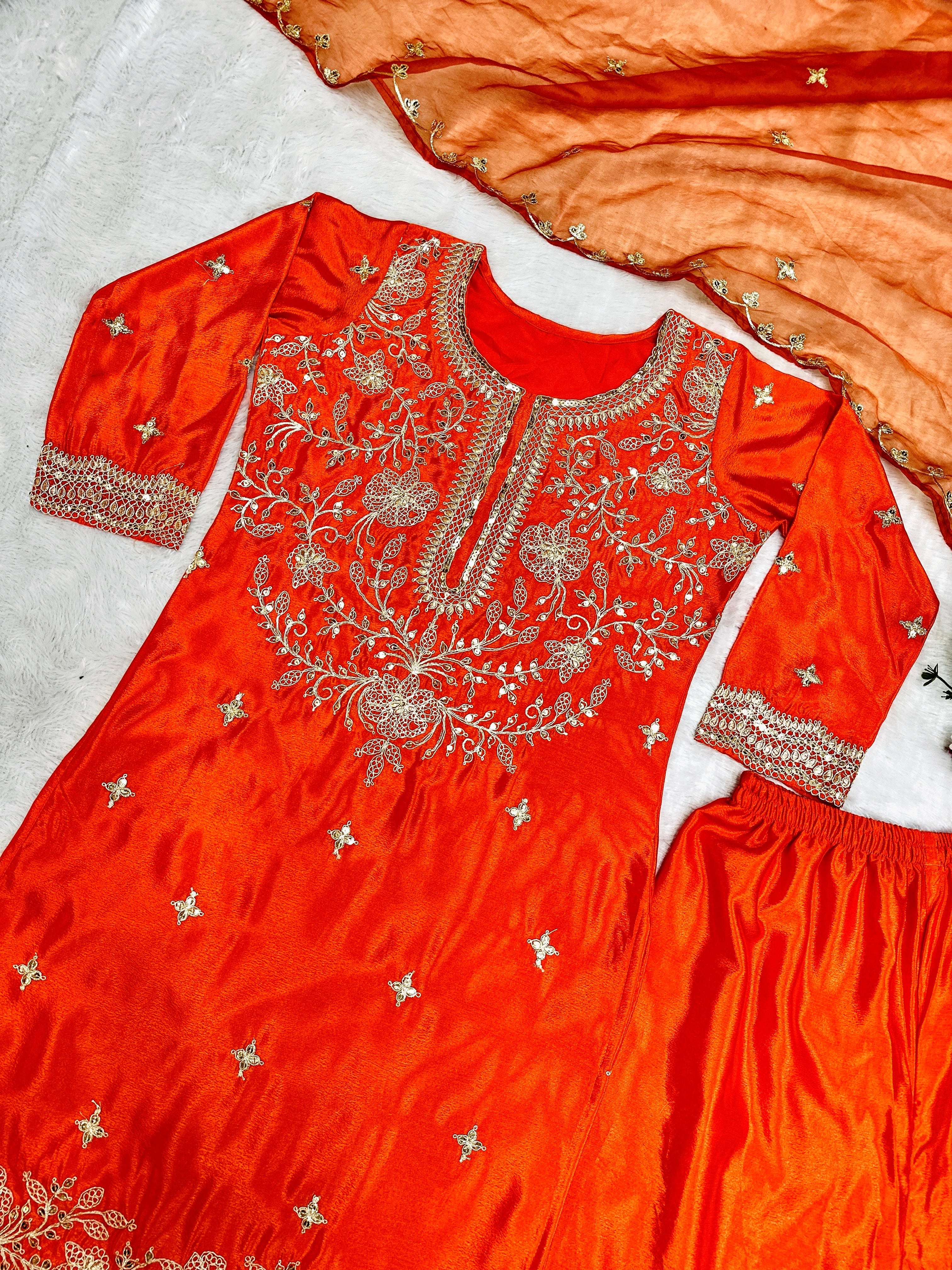 Designer Party Wear Top Bottom With Dupatta