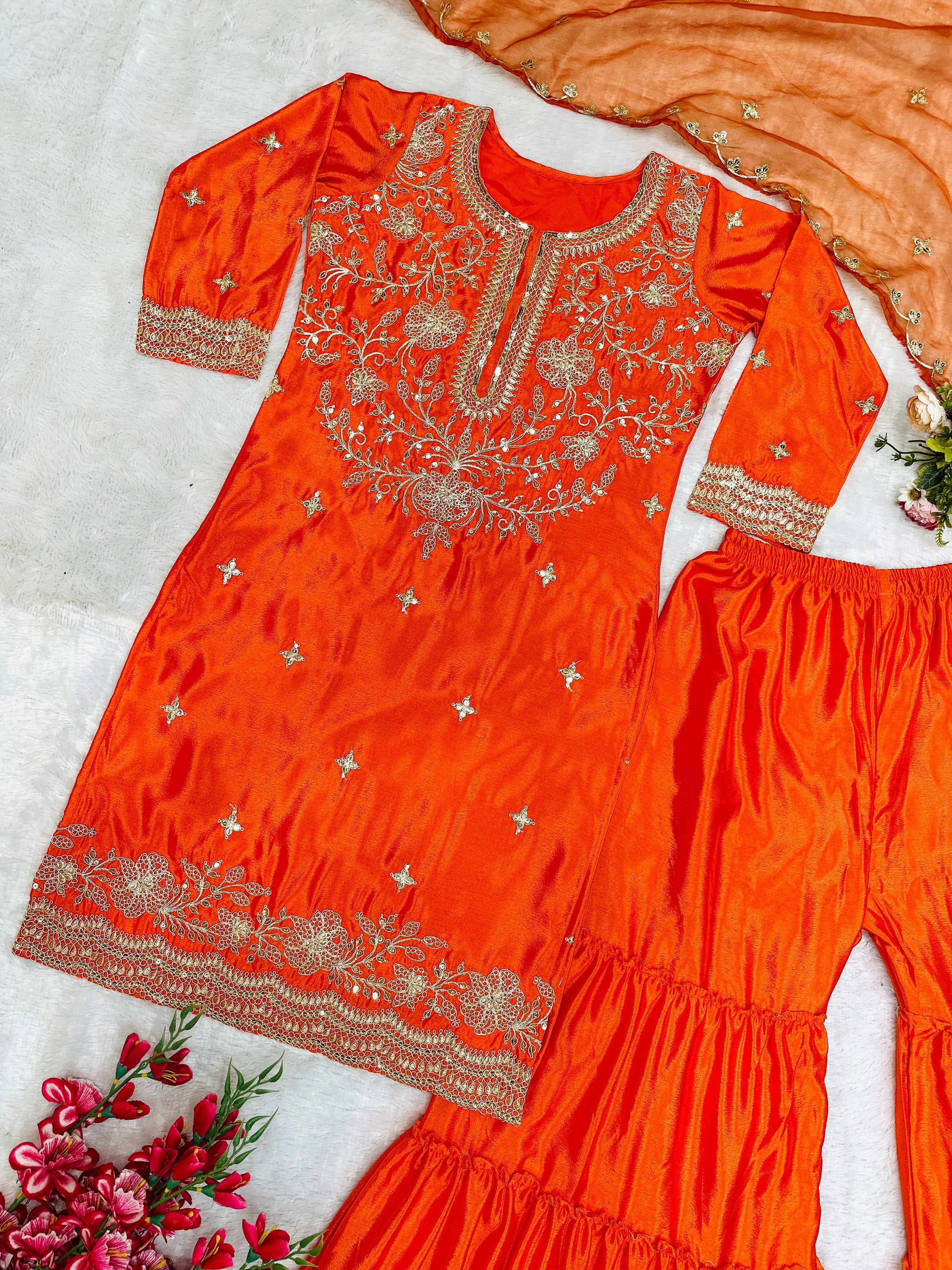 Designer Party Wear Top Bottom With Dupatta