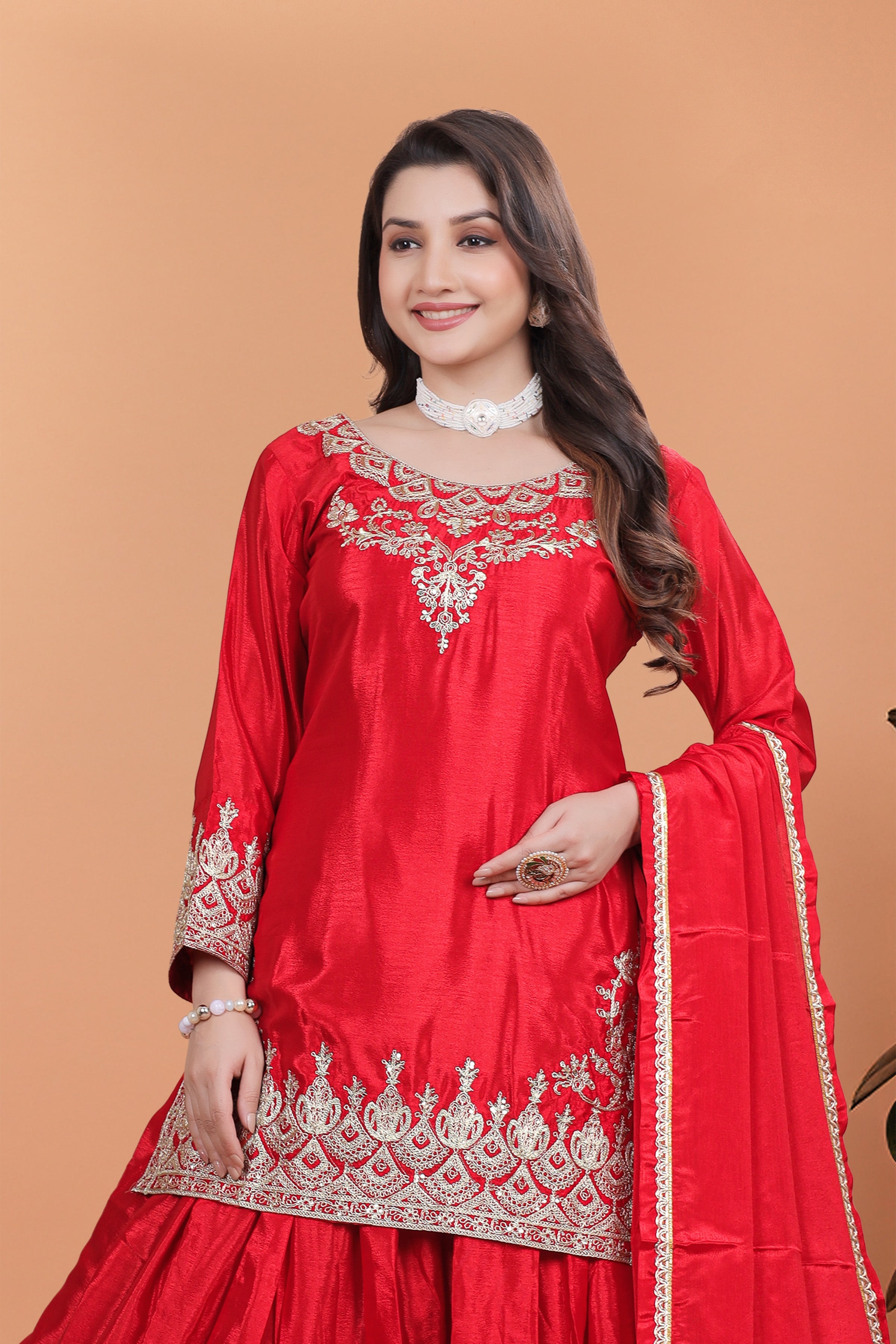 Party Wear Designer Top Bottom And Dupatta