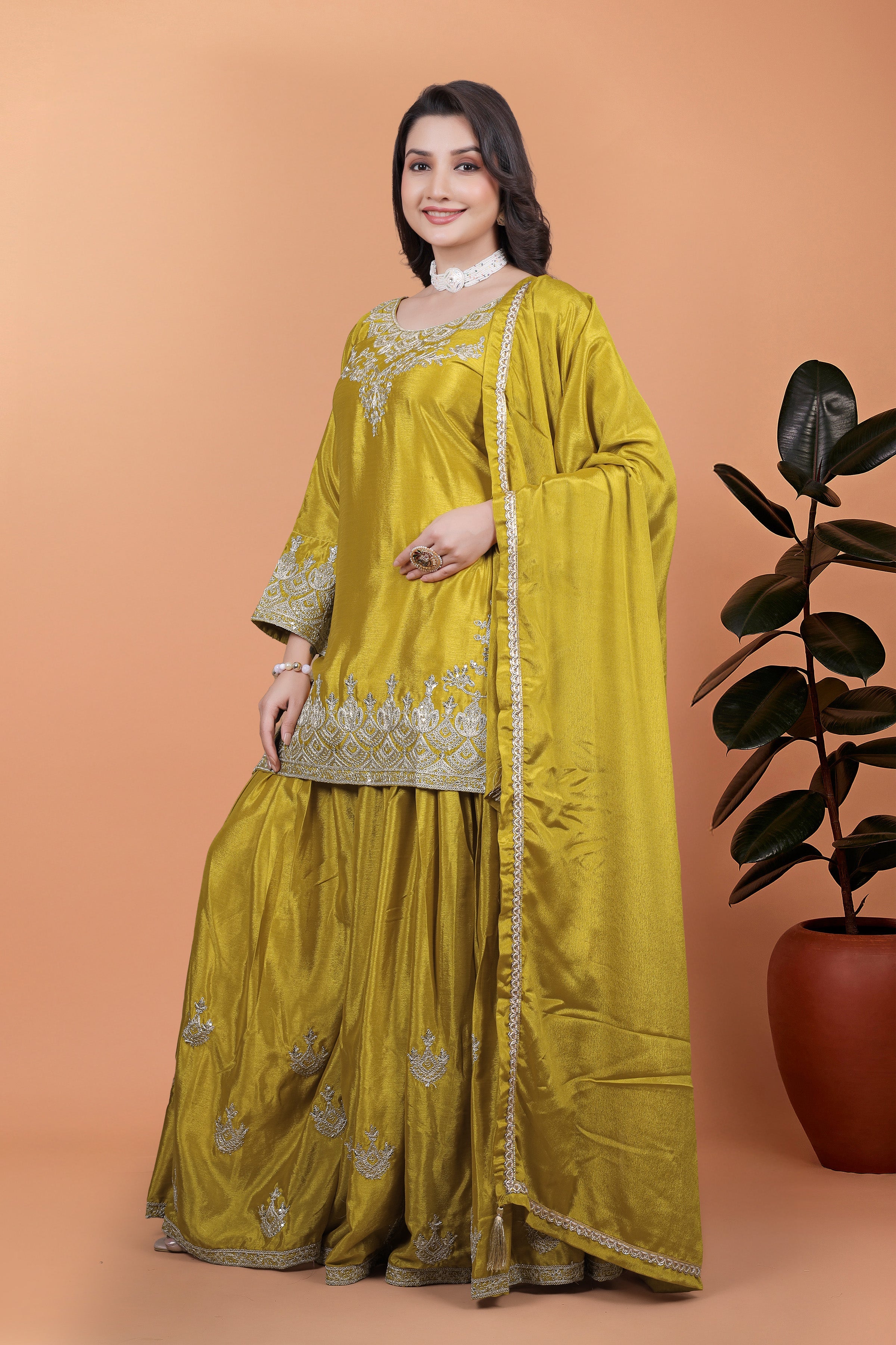 Party Wear Designer Top Bottom And Dupatta