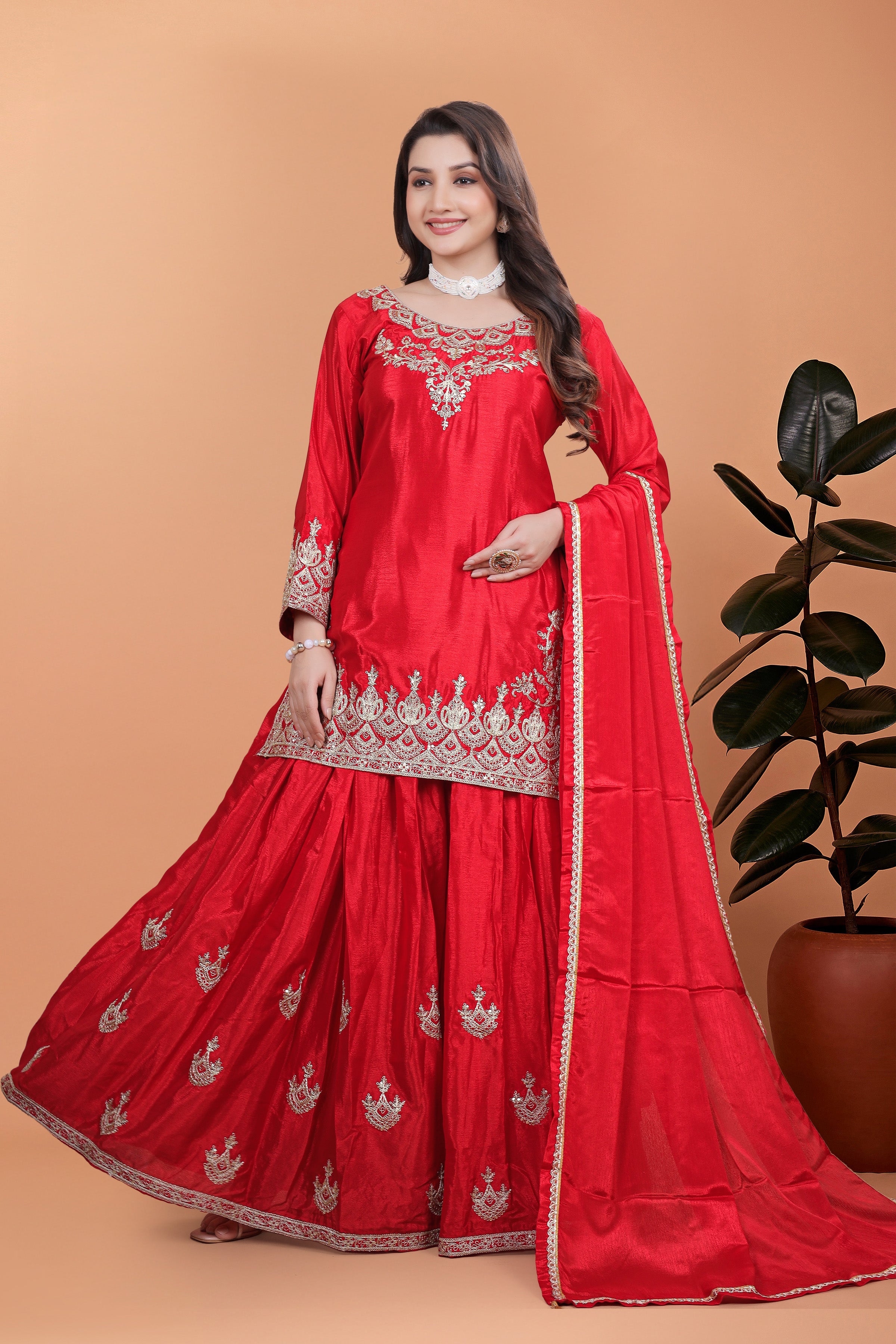 Party Wear Designer Top Bottom And Dupatta