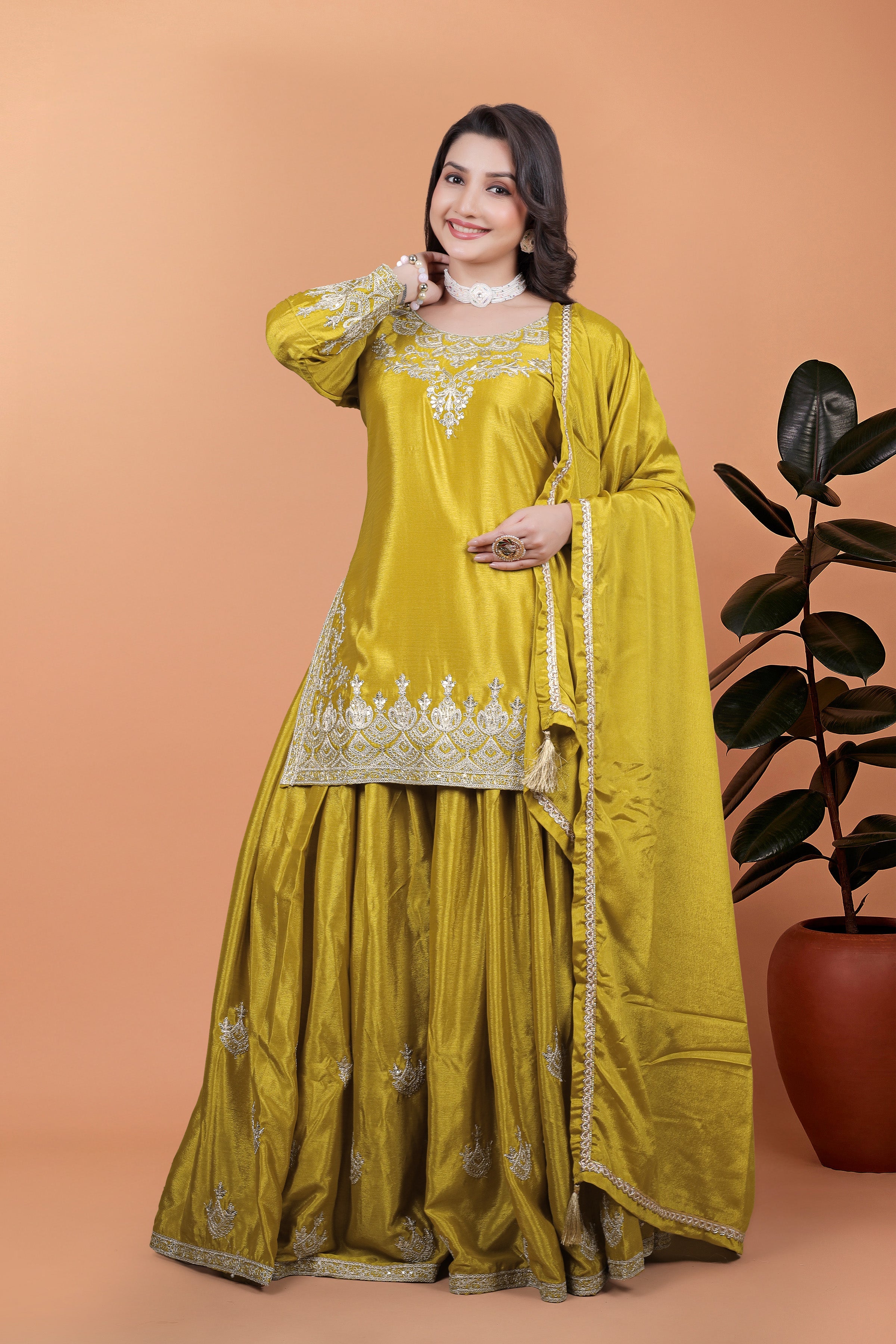 Party Wear Designer Top Bottom And Dupatta
