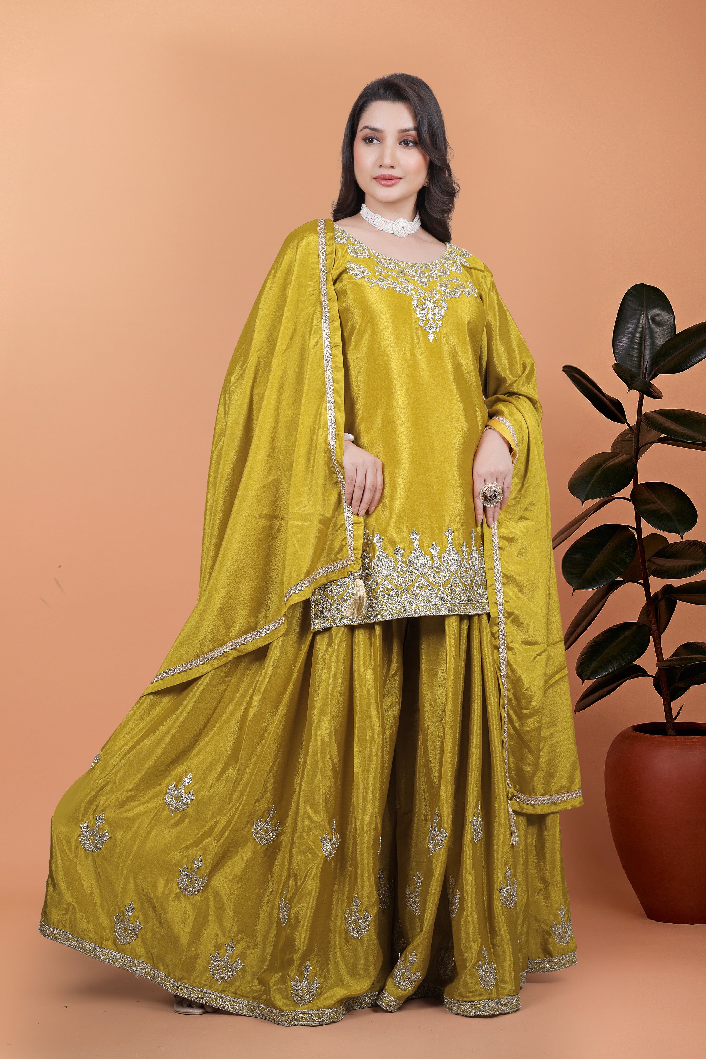 Party Wear Designer Top Bottom And Dupatta