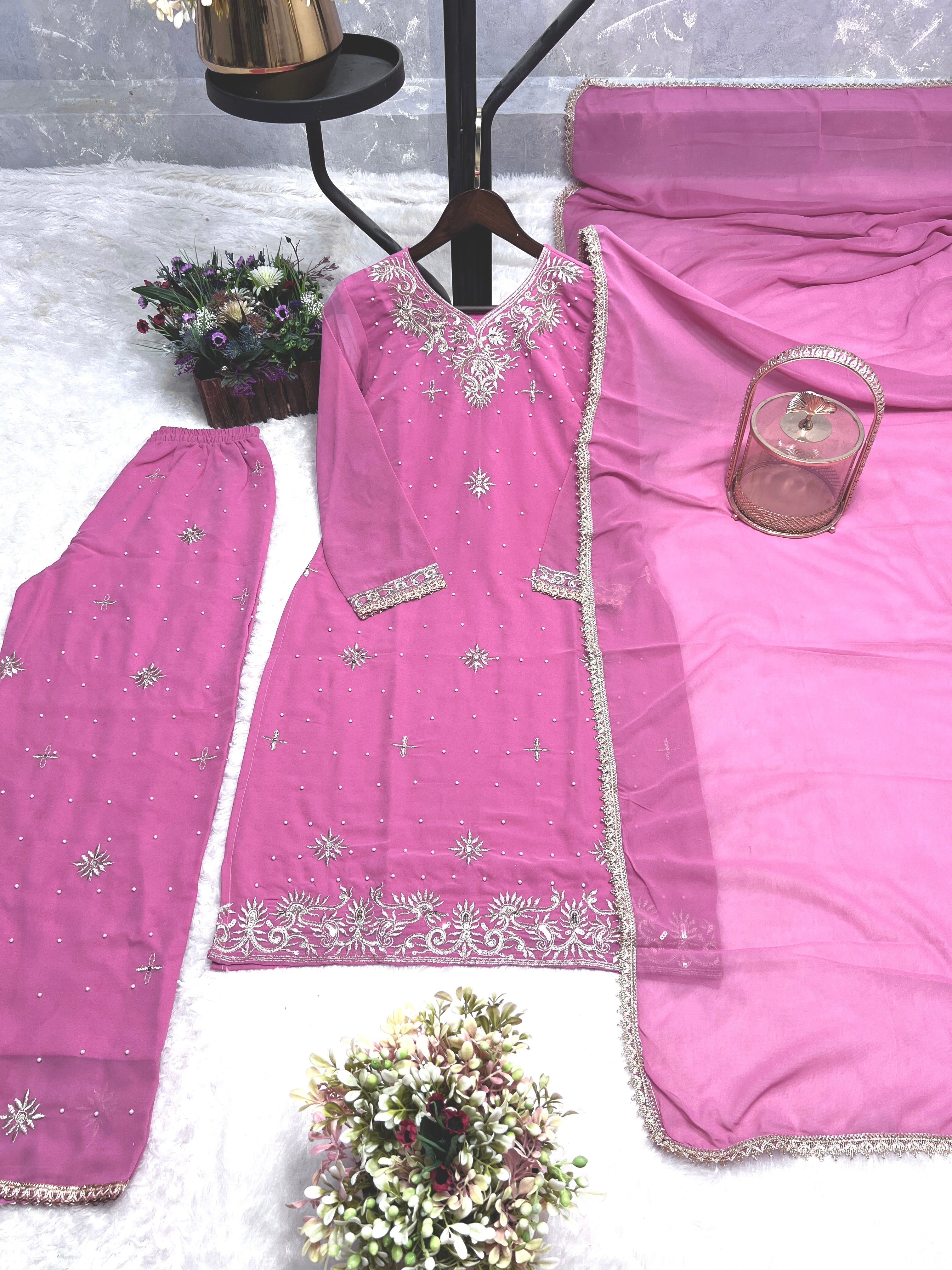 Party Wear Designer Top-Plazzo And Dupatta