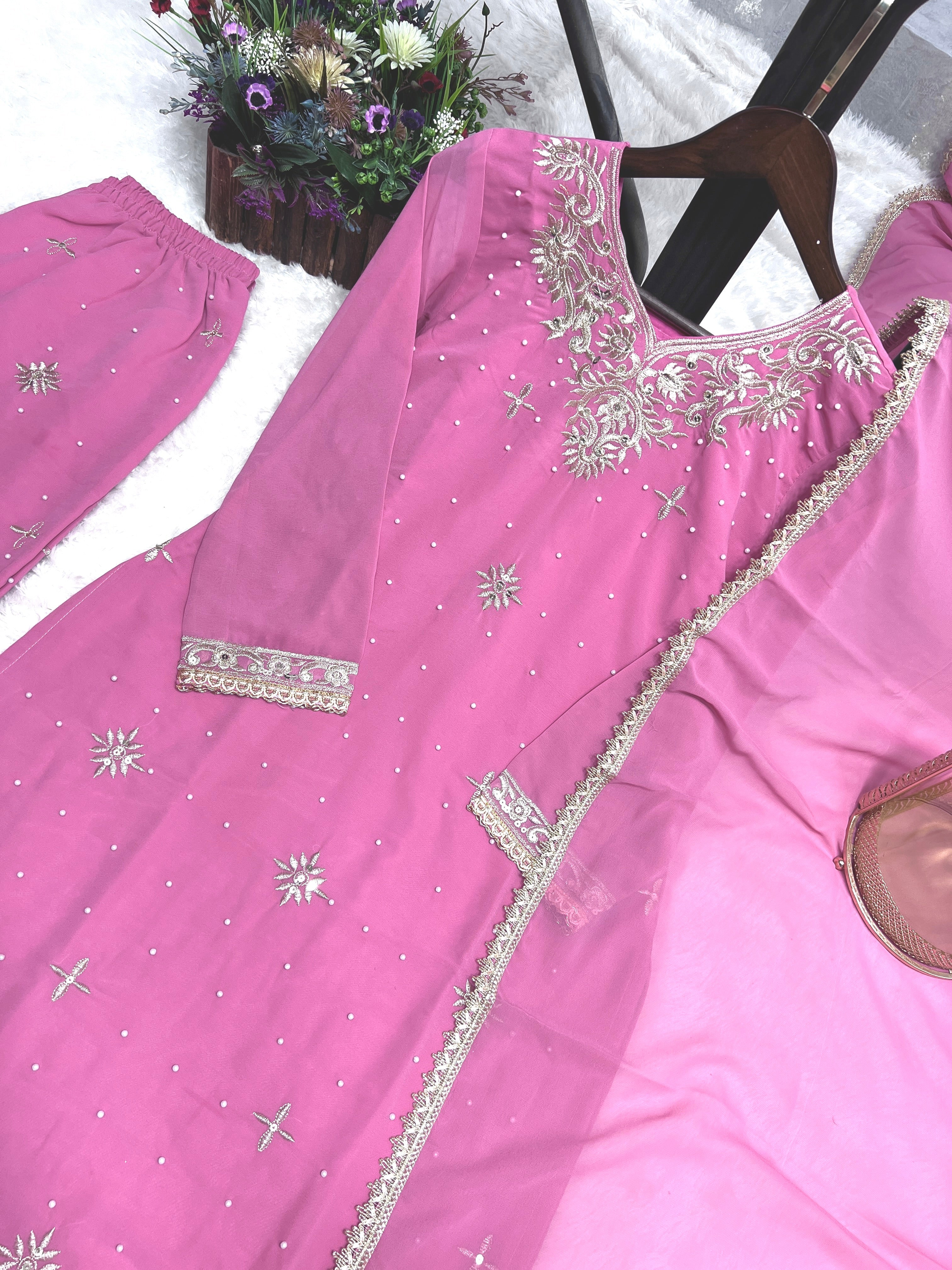 Party Wear Designer Top-Plazzo And Dupatta