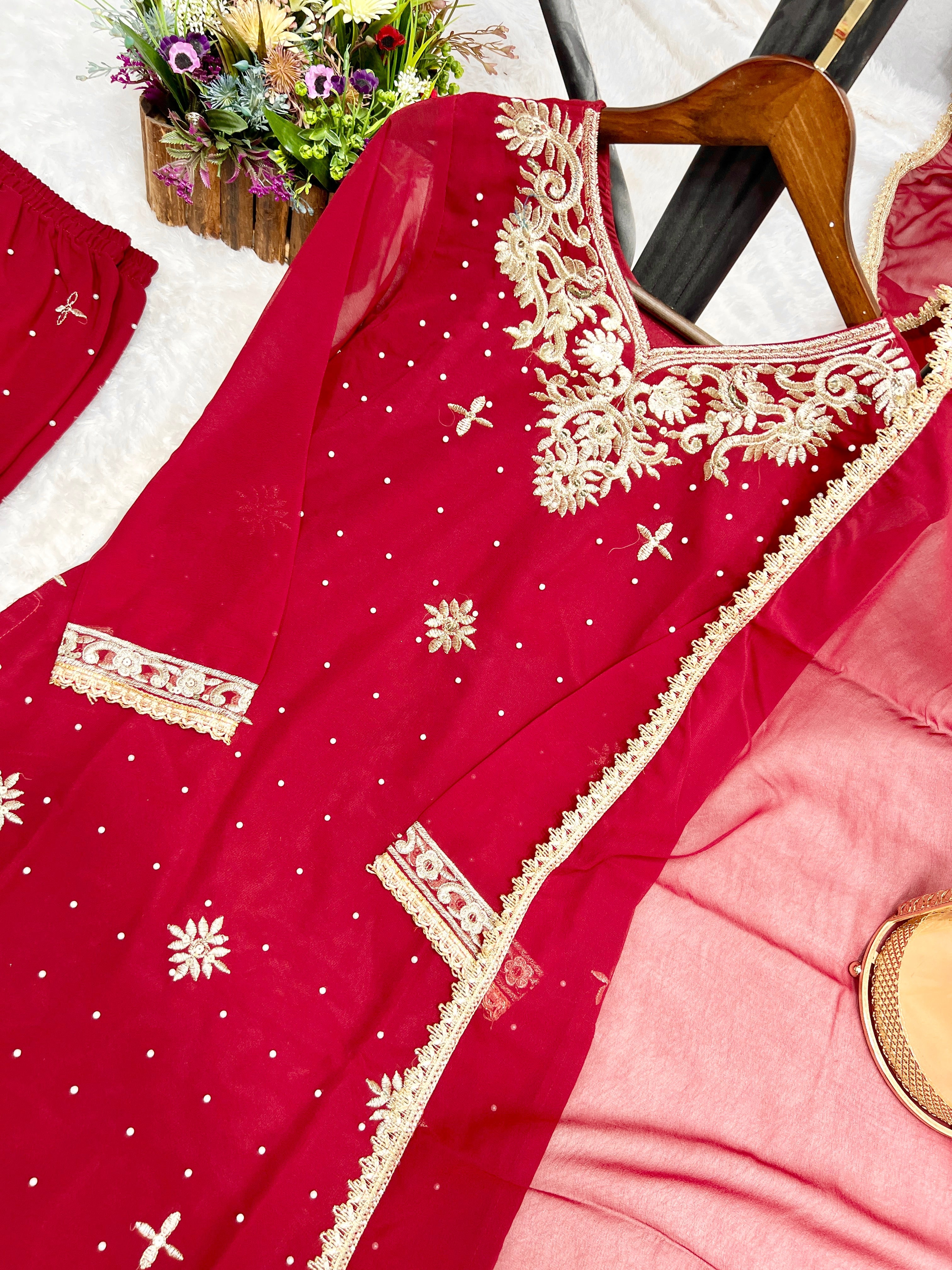 Party Wear Designer Top-Plazzo And Dupatta