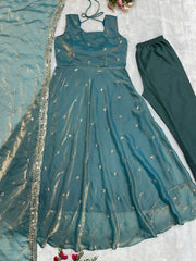 Beautiful Party Wear Anarkali Gown Bottom And Dupatta