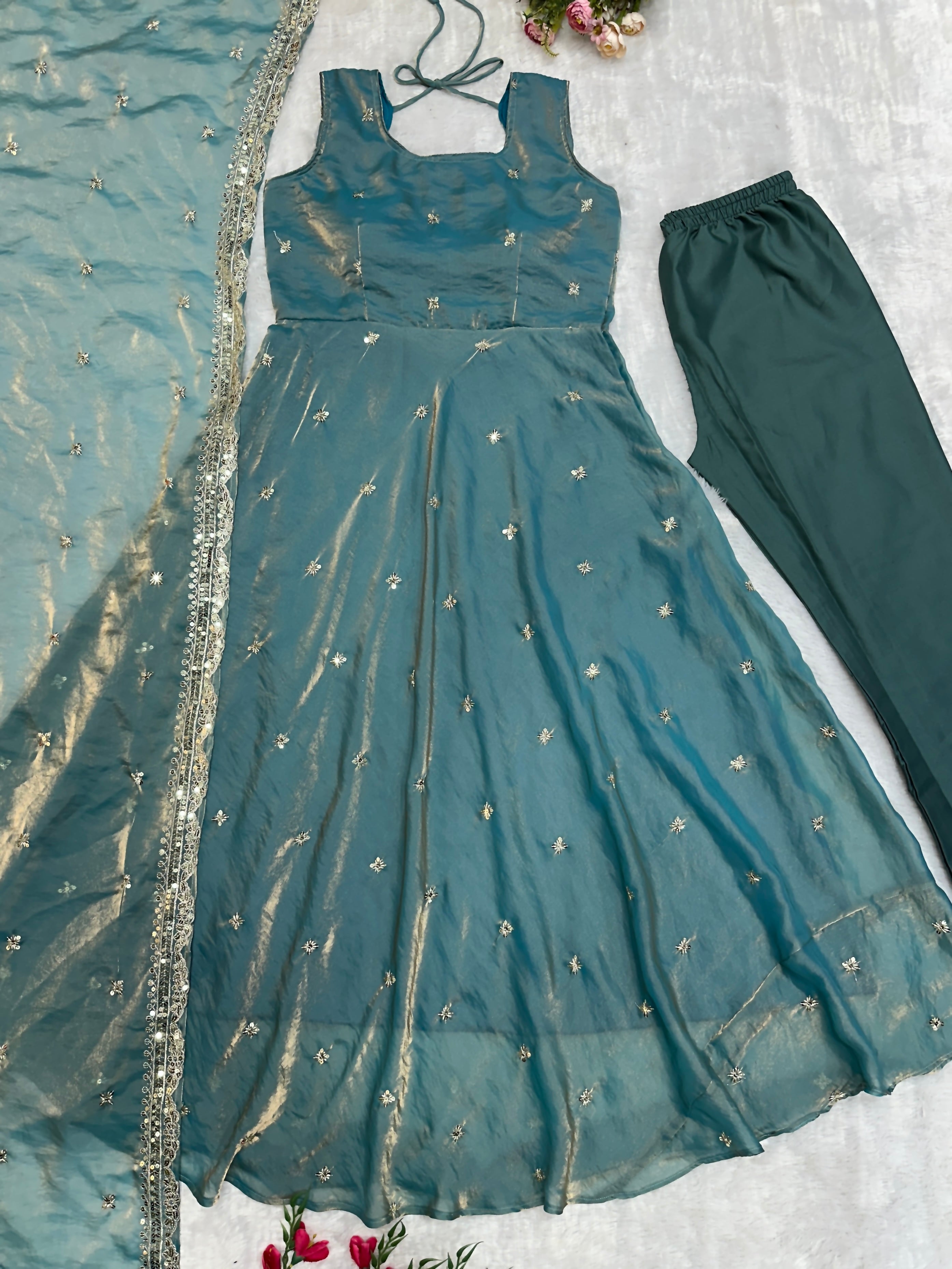 Beautiful Party Wear Anarkali Gown Bottom And Dupatta