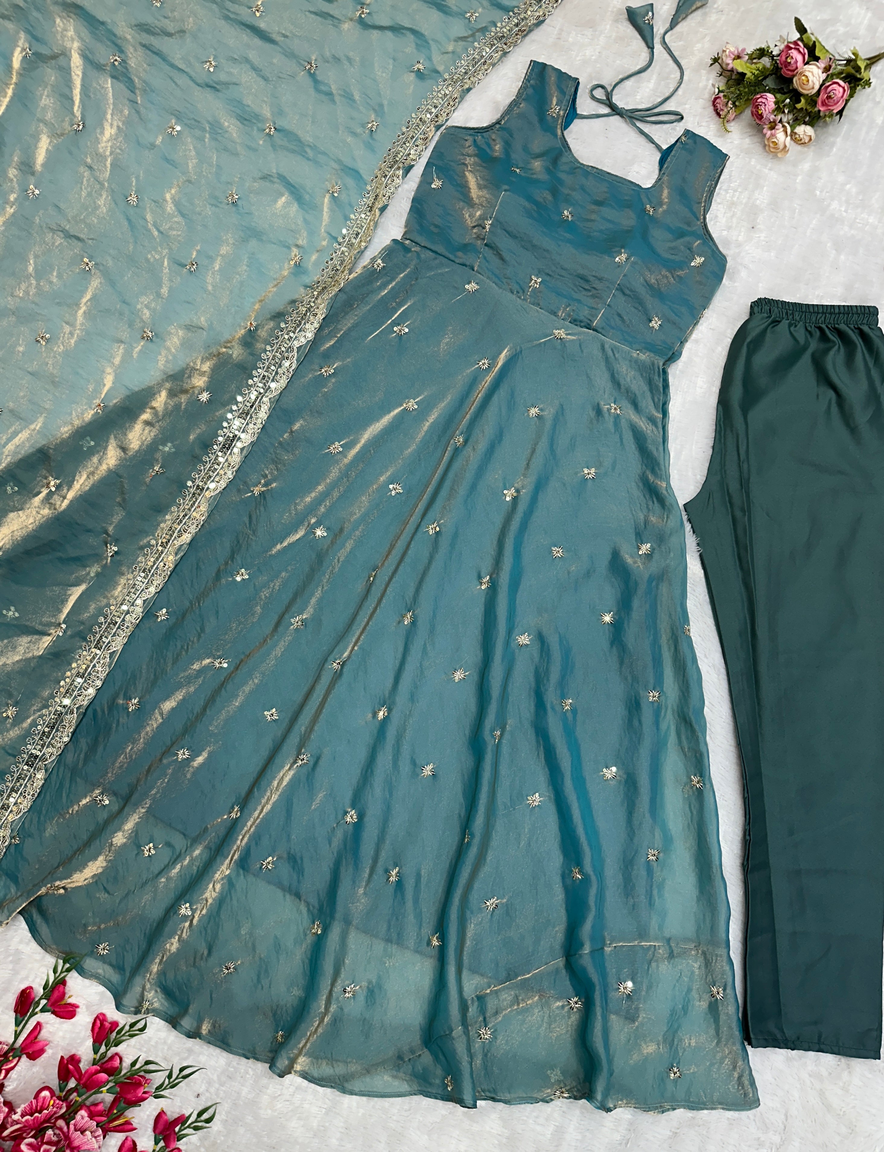 Beautiful Party Wear Anarkali Gown Bottom And Dupatta
