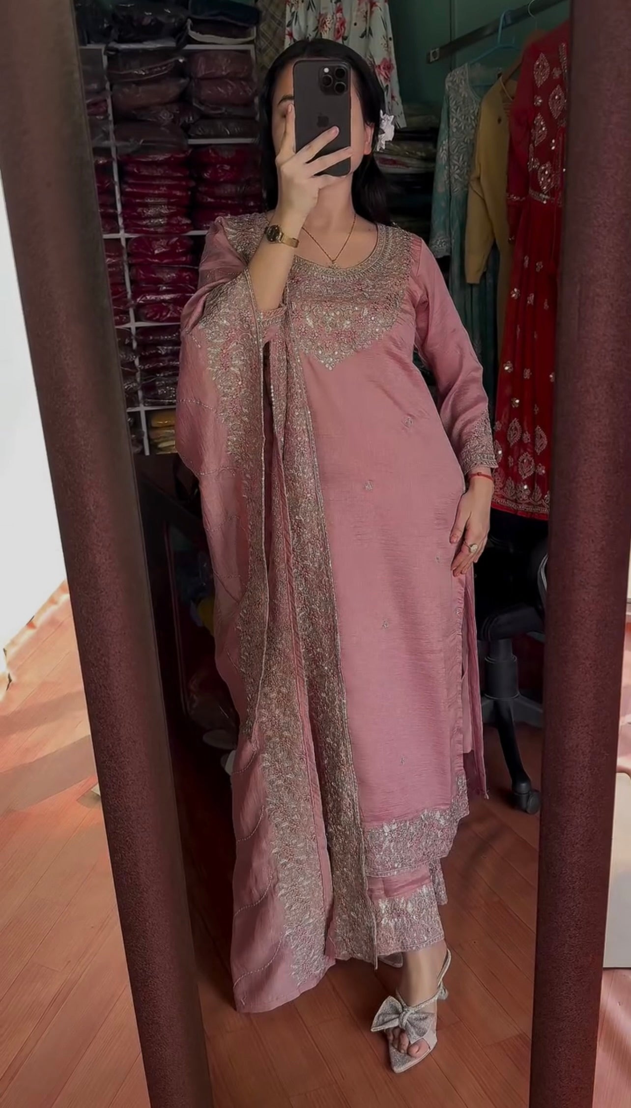 Party Wear Beautiful Kurti Pent And Dupatta With Embroidery Work