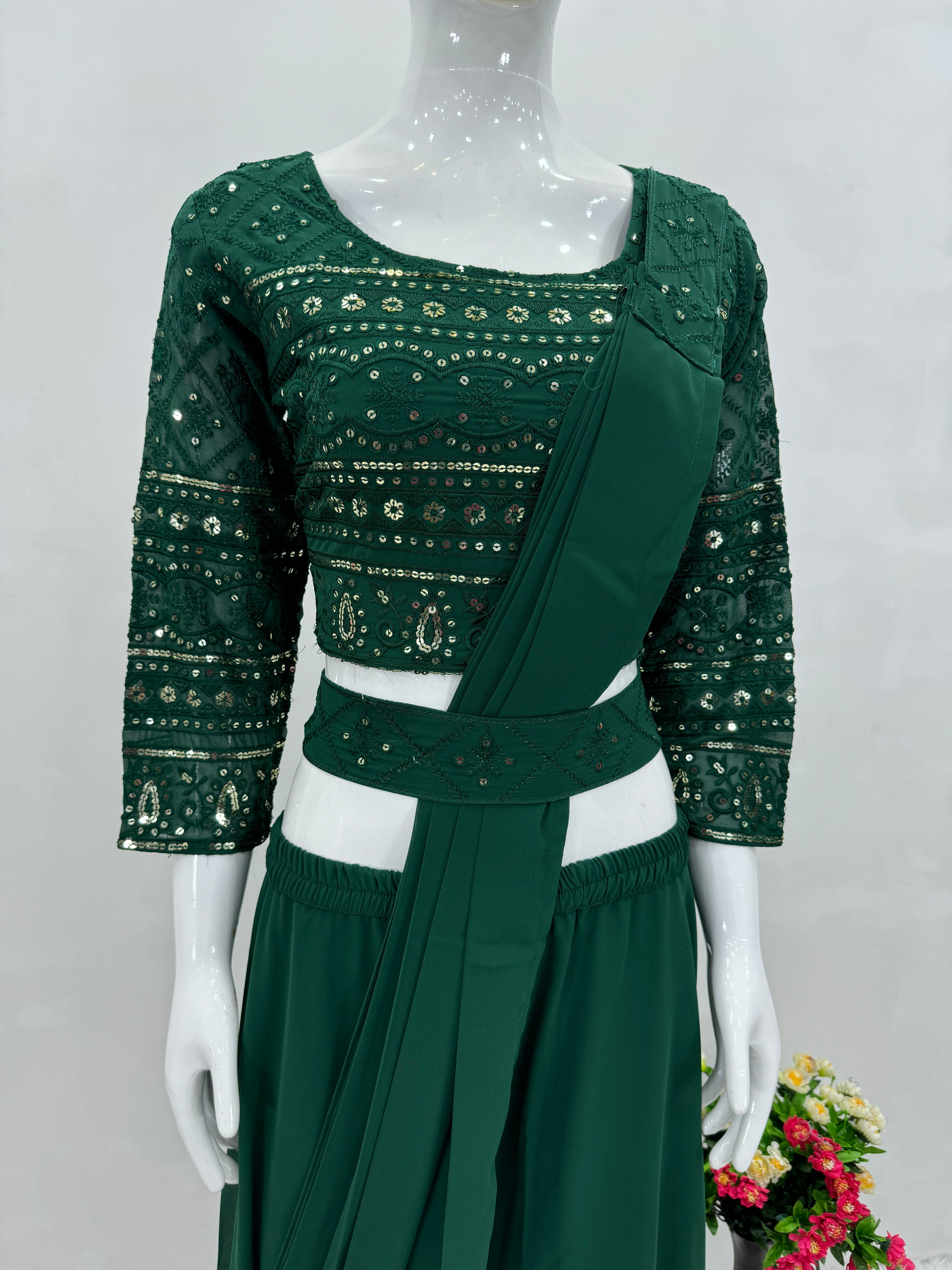 Designer Party Wear Choli And Sharara With Beautiful Dupatta