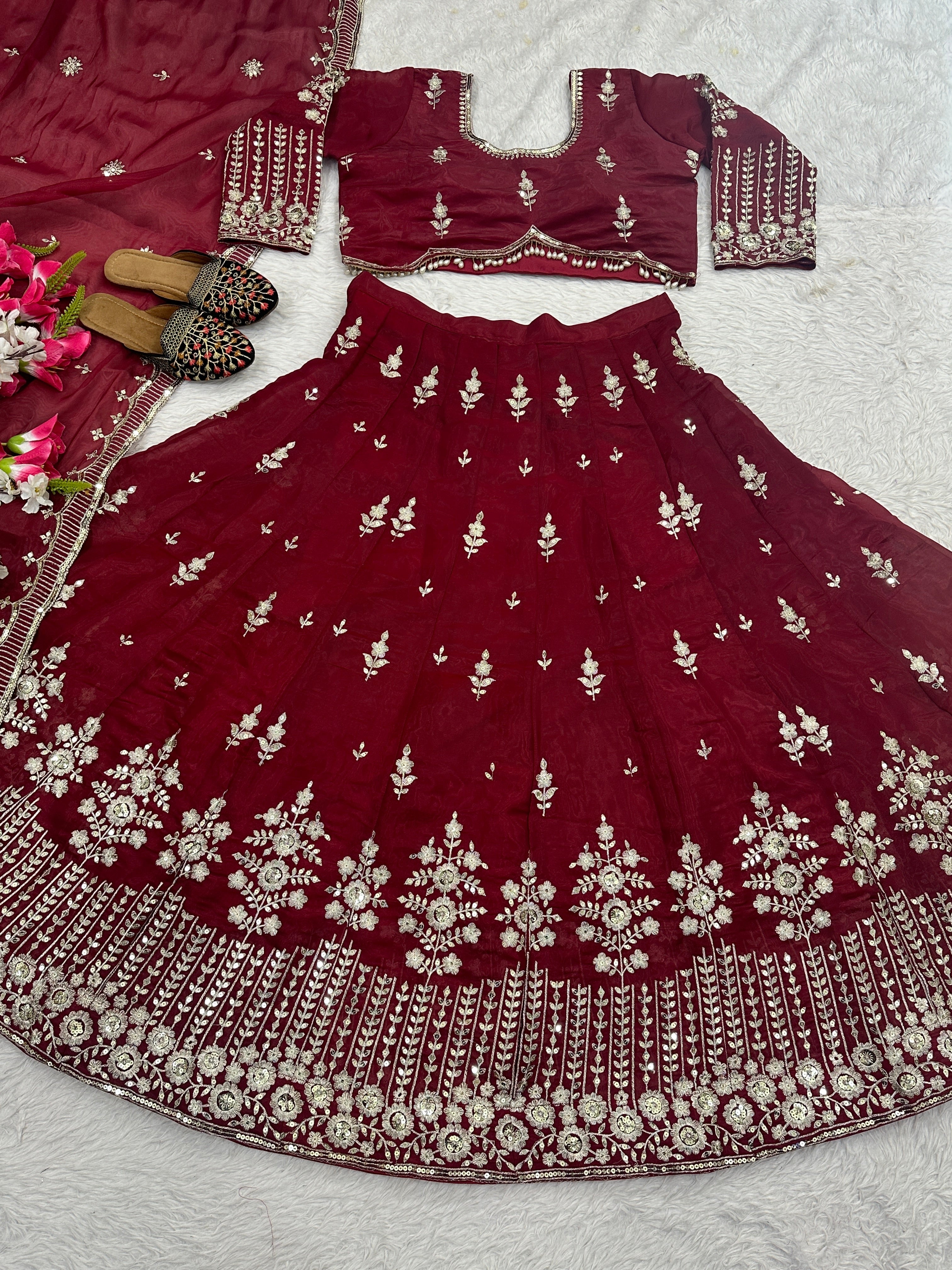 Beautiful Wedding Wear Lehenga Choli With Embroidery Sequence Work