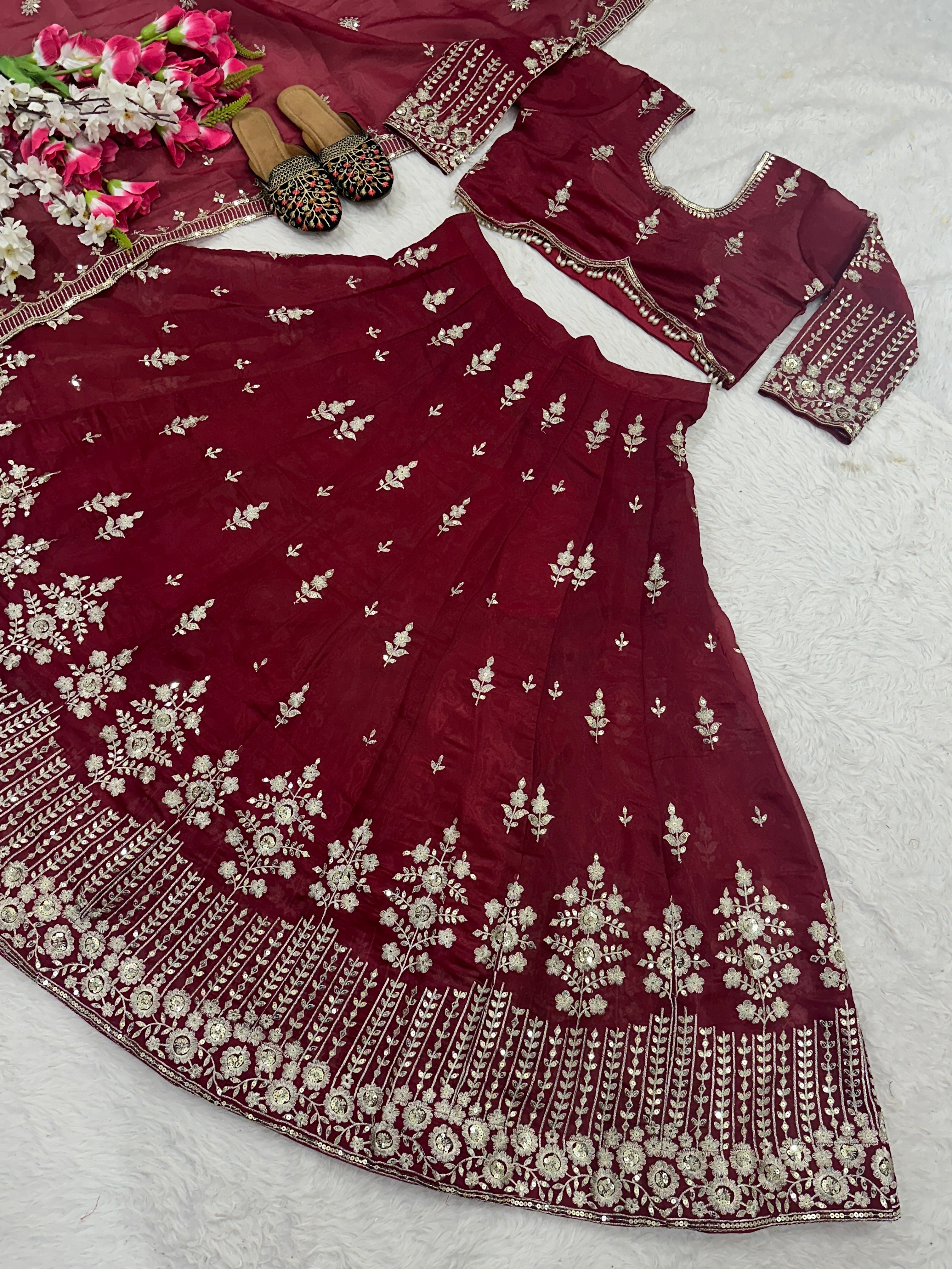 Beautiful Wedding Wear Lehenga Choli With Embroidery Sequence Work