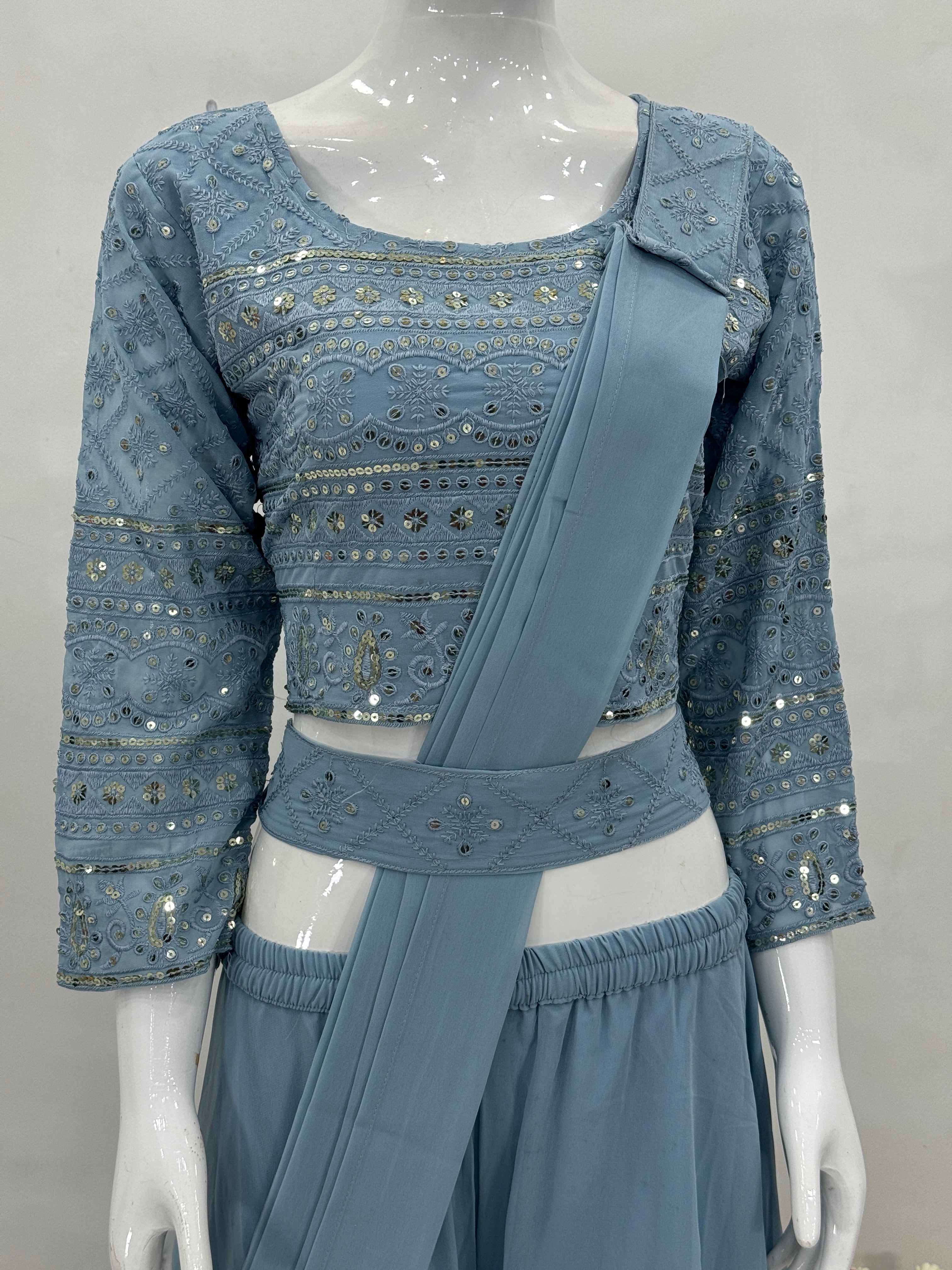 Designer Party Wear Choli And Sharara With Beautiful Dupatta