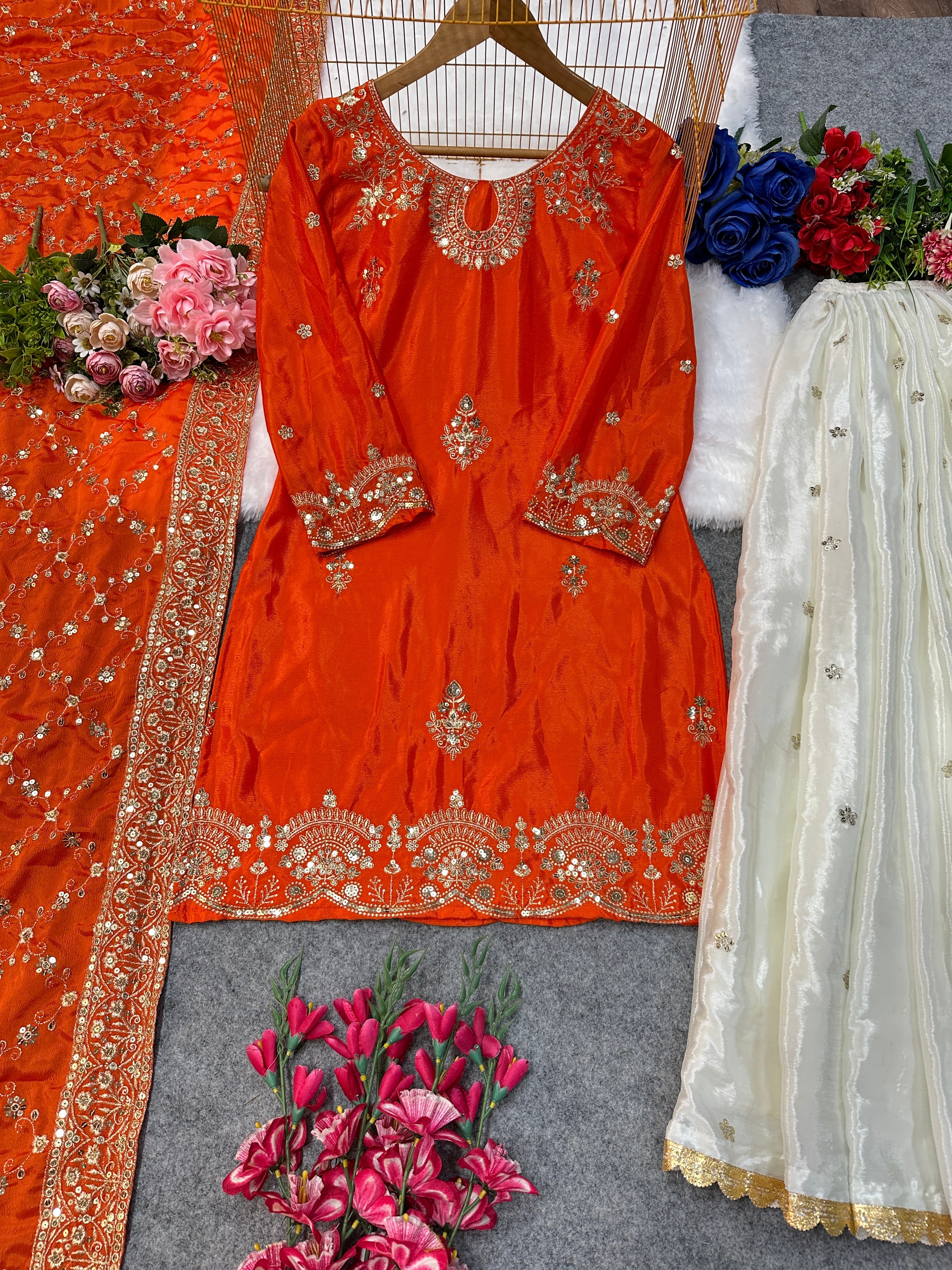 Party Wear Designer Top And Plazzo With Fancy Dupatta