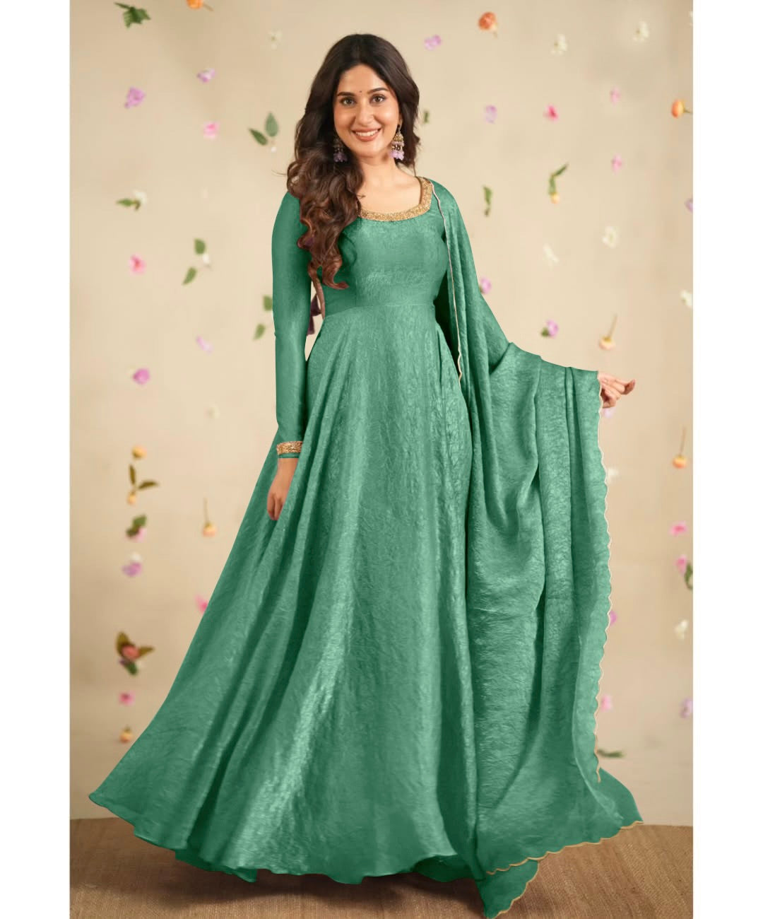 Party Wear Fancy Anarkali Gown - Pent With Dupatta