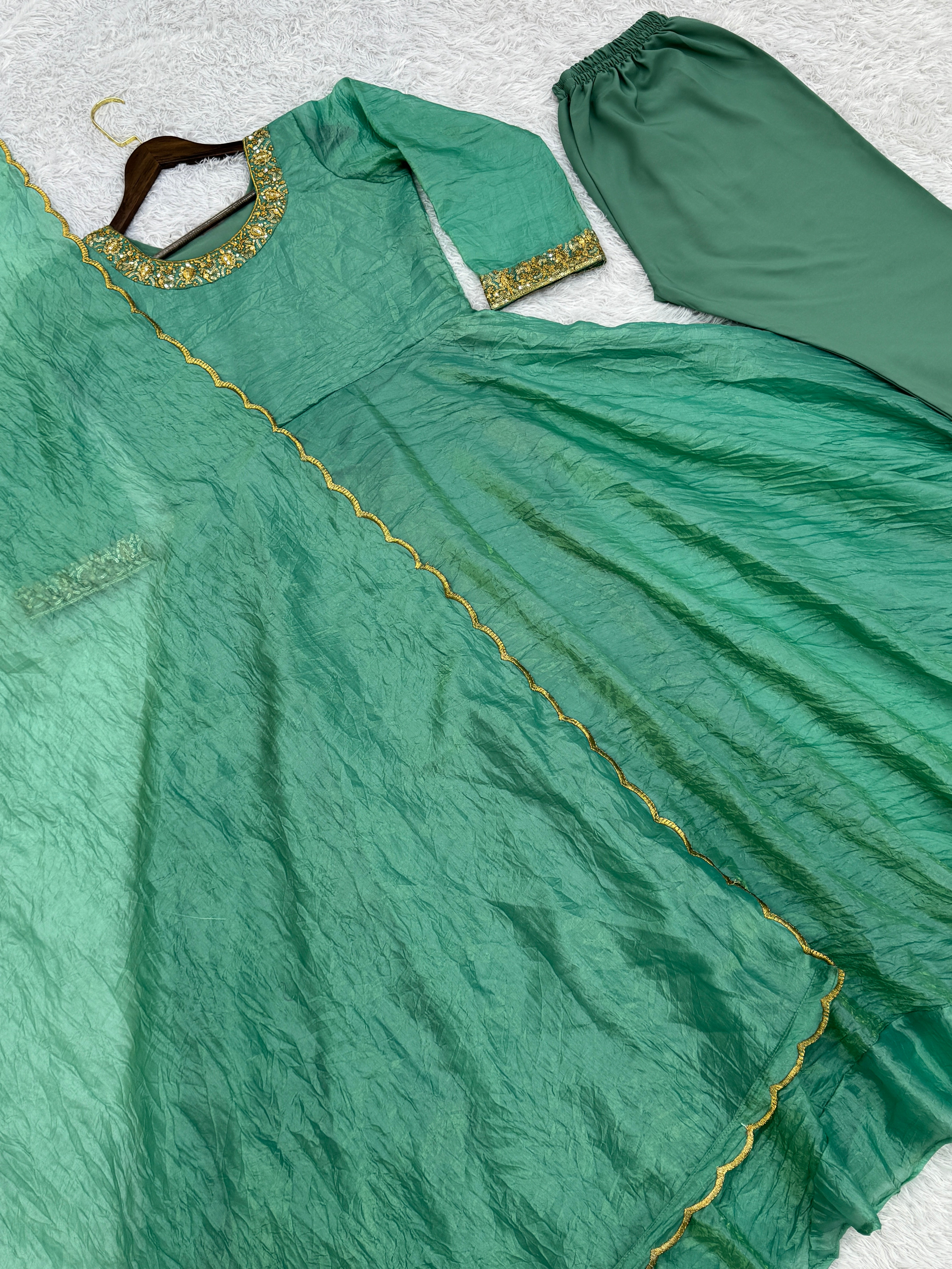 Party Wear Fancy Anarkali Gown - Pent With Dupatta