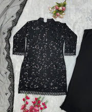 Designer Wear Top Bottom And Dupatta With Embroidery Work
