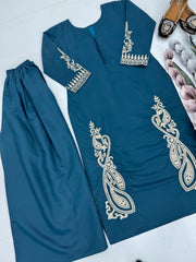 Party Wear Beautiful Top-Bottom With Embroidery Work