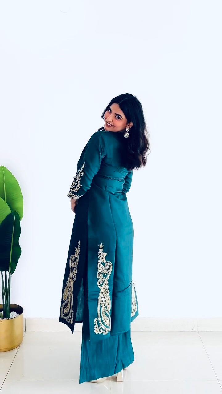 Party Wear Beautiful Top-Bottom With Embroidery Work