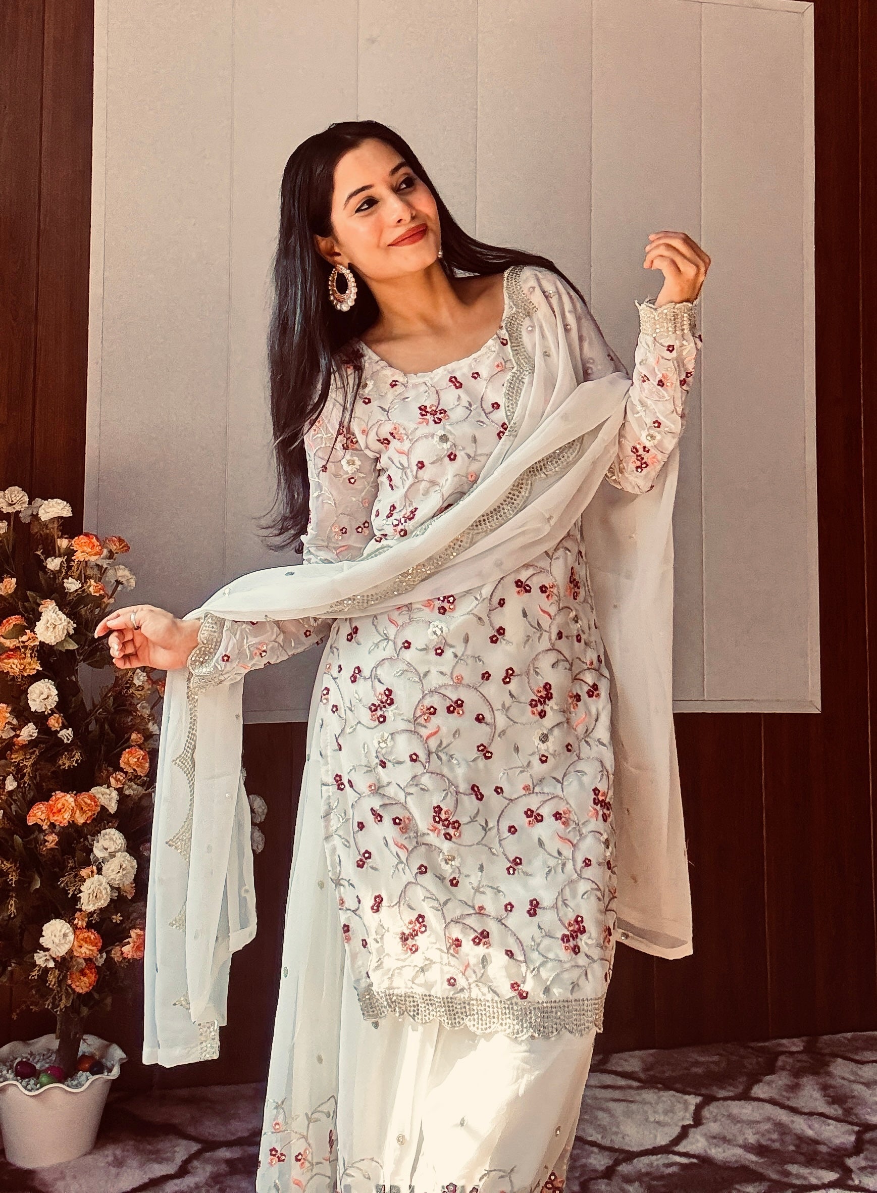 Party Wear Beautiful Top Sharara And Dupatta